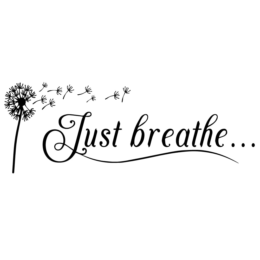 Just Breathe Vinyl Wall Decal Yoga Quotes Positive Relax Motto Art Letters Sayings Living Room D  Cor Lettering