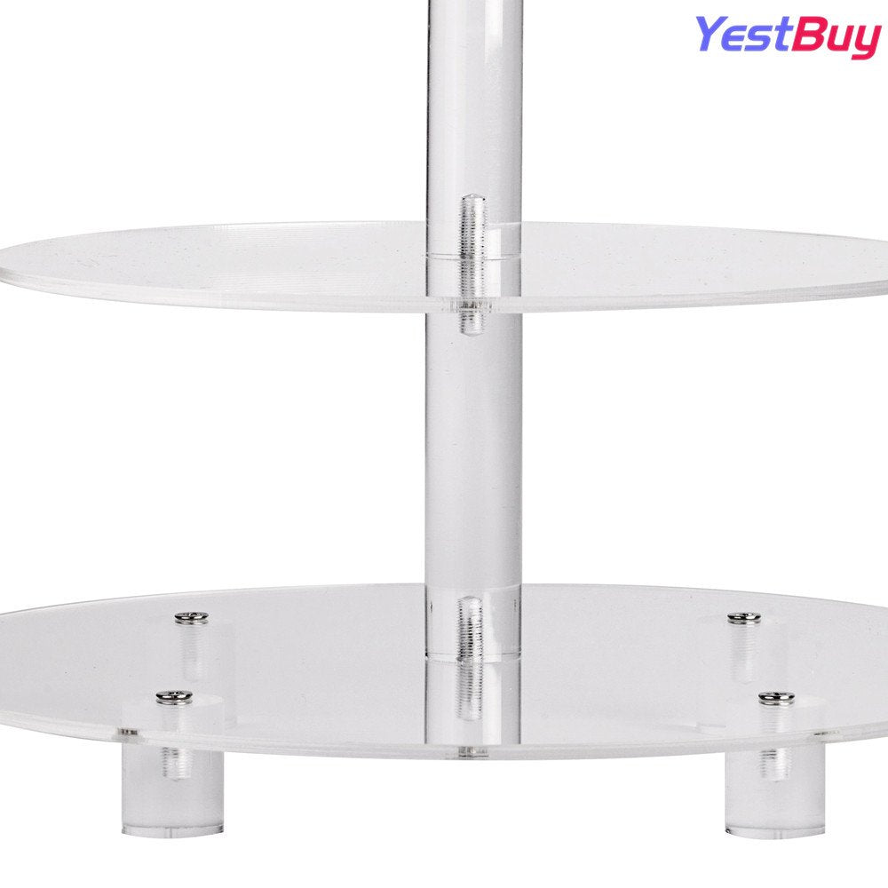 YestBuy 4 Tier Round Acrylic Cupcake Stand with Base  Premium Cupcake Holder  Acrylic Cupcake Tower Display Cady Bar Party D