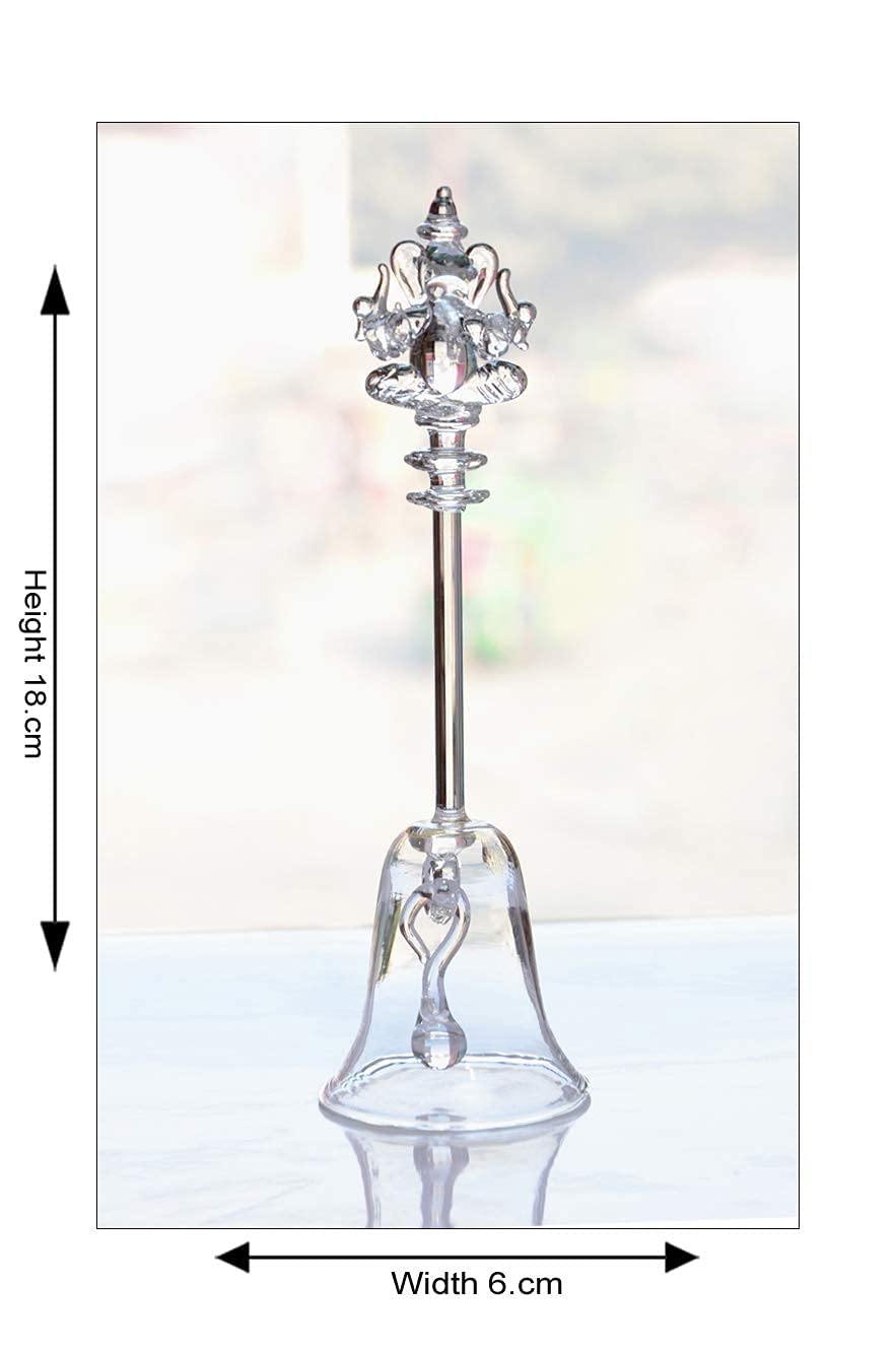 Bhaskar Enterprises || Ganesh Bell Round Festive Divine Melodious Sound Ringing Bell (Pooja Ghanti) (- Polished) Glass Pooja Bel