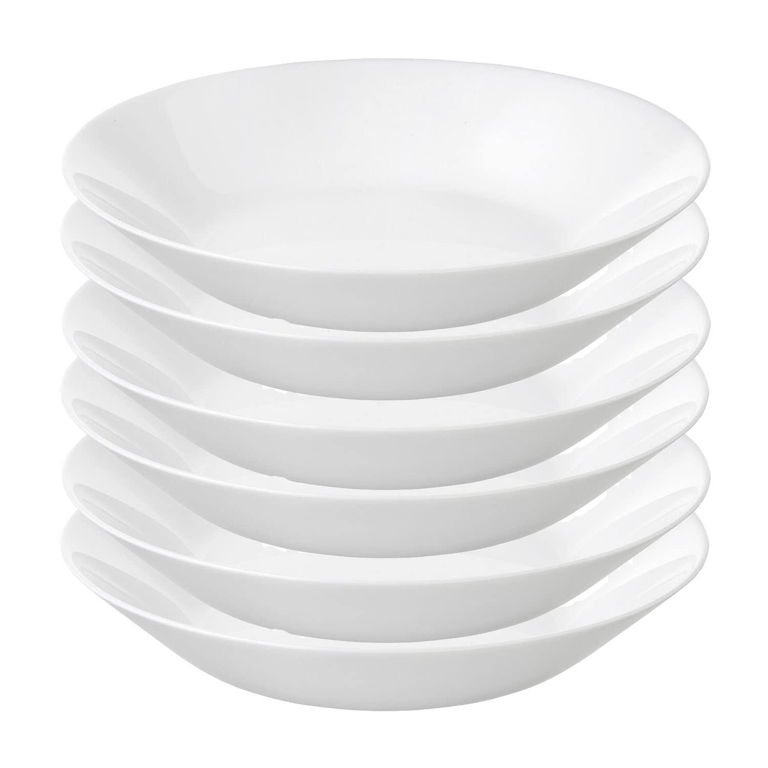 Bs Case Ikeaa Tempered Opal Glass Dinnerware Plates And Bowls (Pack Of 6) (Deep Plate, White20 Cm (8))