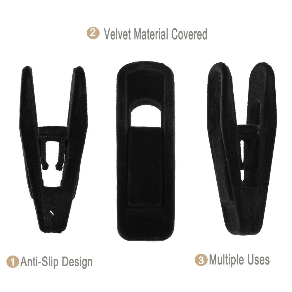 Hanger Clips For Velvet Hangers, 40 Pack Velvet Hangers Clips, Strong Hanger Clips Perfect For Pants Hangers (Black)