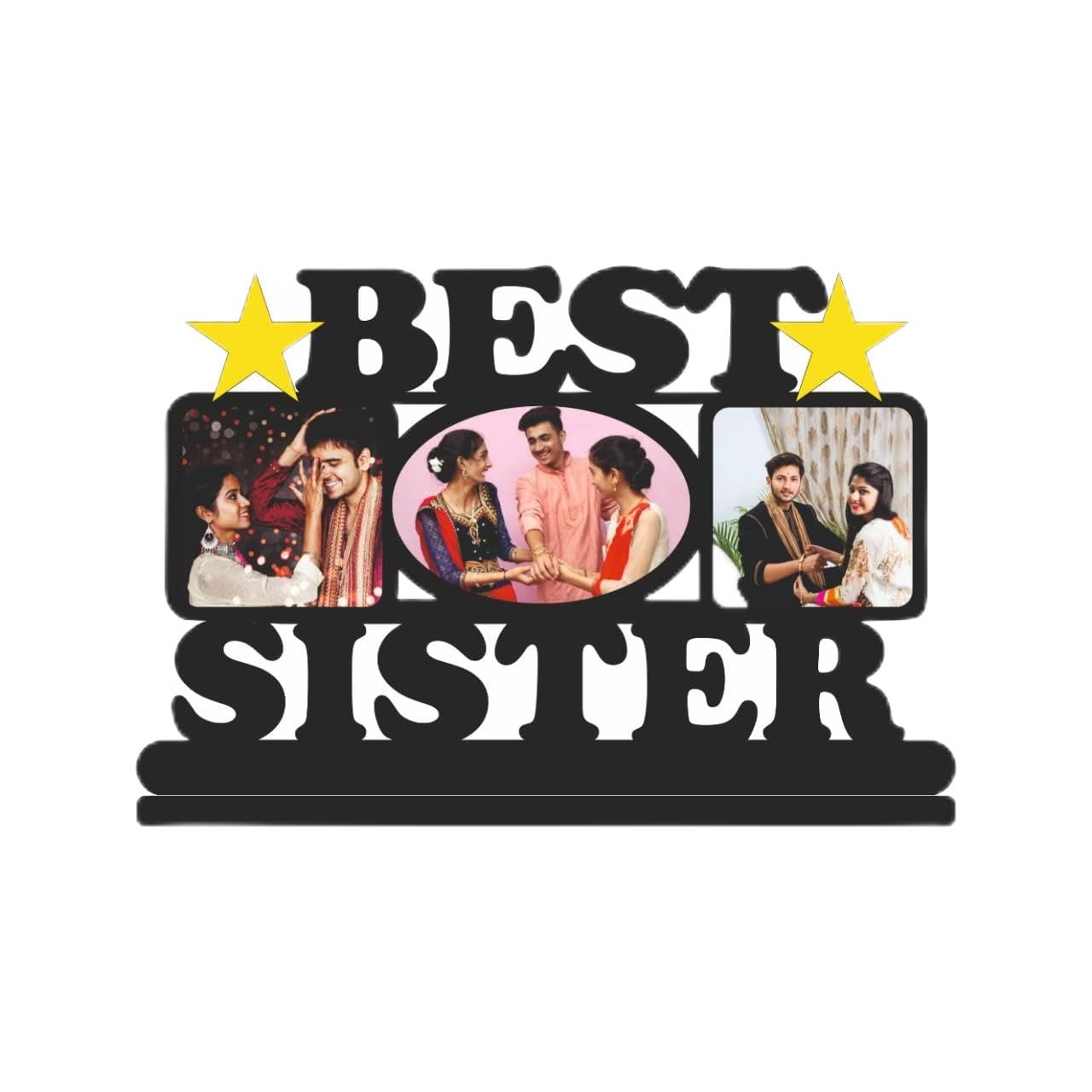 GIFT JAIPUR SIS Round Small One Photo Table top Wooden Photo Frame 8 X 6 inch - DIY Birthday Rakhi Rakshabandhan Bhaidooj Return