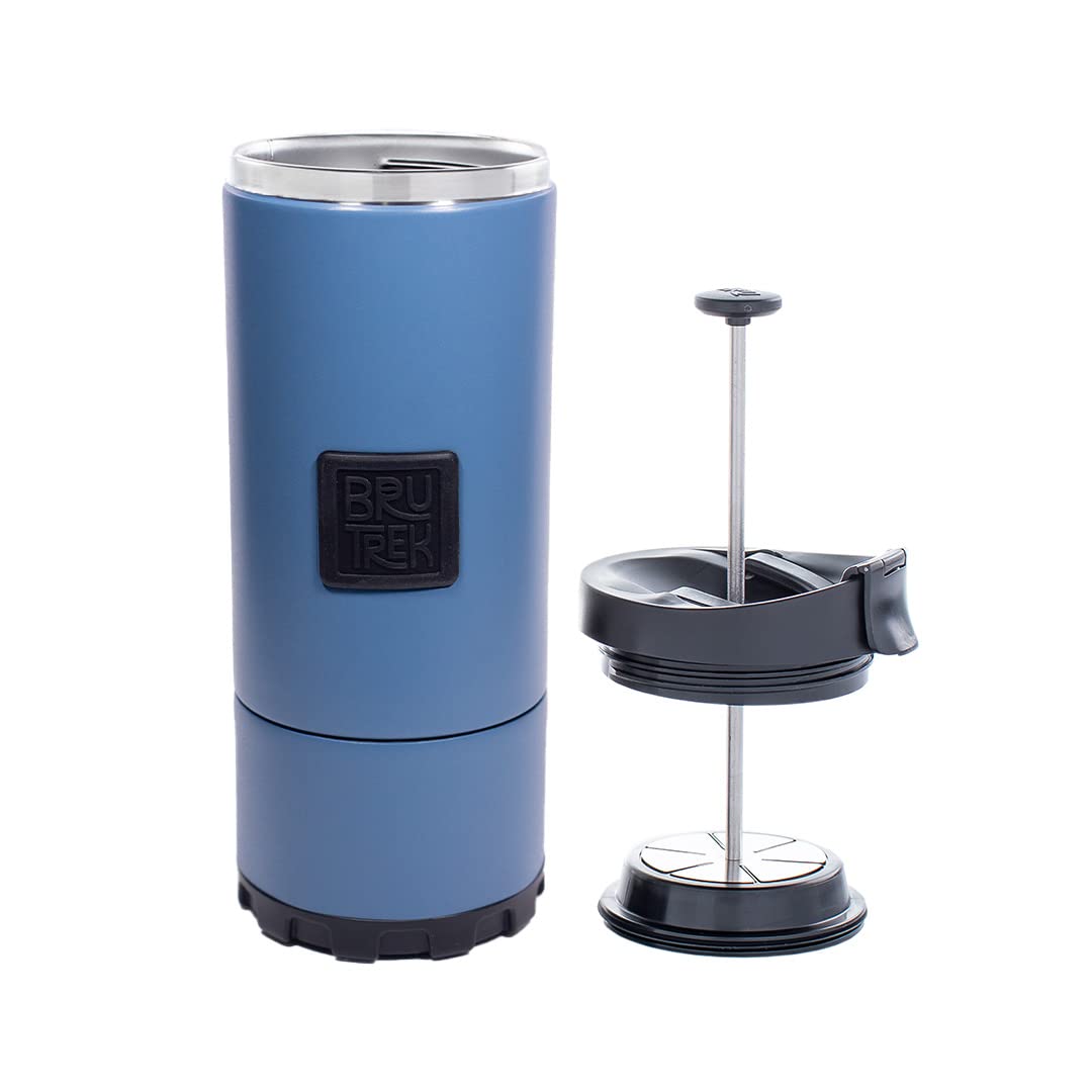 Brutrek Ovrlndr Travel Coffee French Press, 24 Fl.Oz Drinkable Capacity, Vacuum Insulated, Easy To Clean Removable Bottom, No Sp