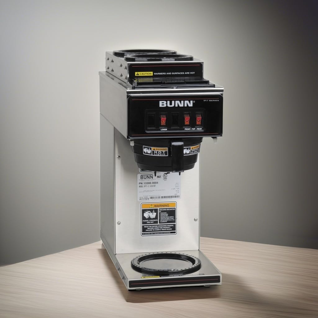 Bunn 13300.0004 Vp17-3Ss2U Pourover Commercial Coffee Brewer With One Lower And Two Upper Warmers, Stainless Steel