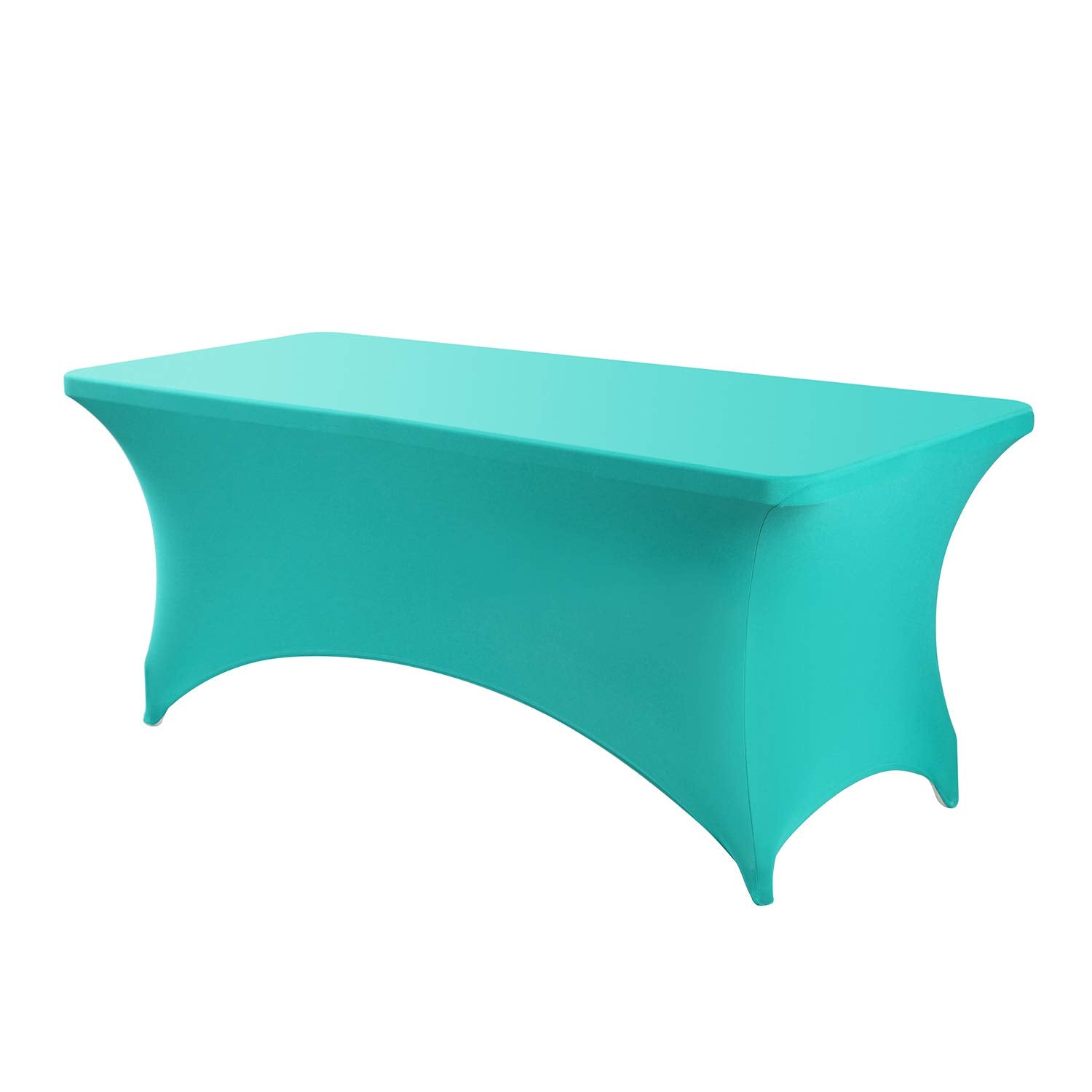 Peomeise 8Ft Spandex Table Cover Rectangular Stretch Spandex Tablecloth (Turquoise,8Ft)