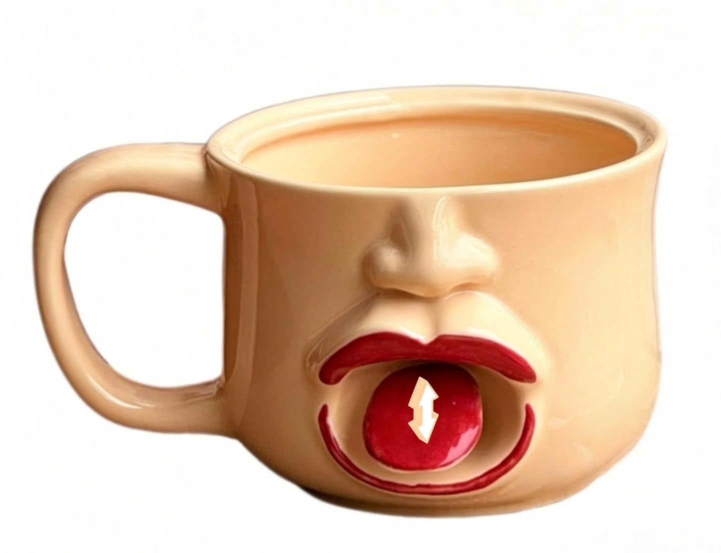 YUHANOER Novelty Ceramic Mug,Funny TongueSticking Coffee Mug,Face Design/Movable Tongue/10.2Oz,Suitable for Couple Interaction,