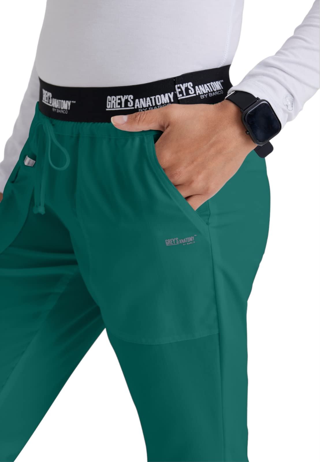 Greys Anatomy Active 4275 Womens 3 Pocket Pant With Drawstring (Hunter Green, X-Small)