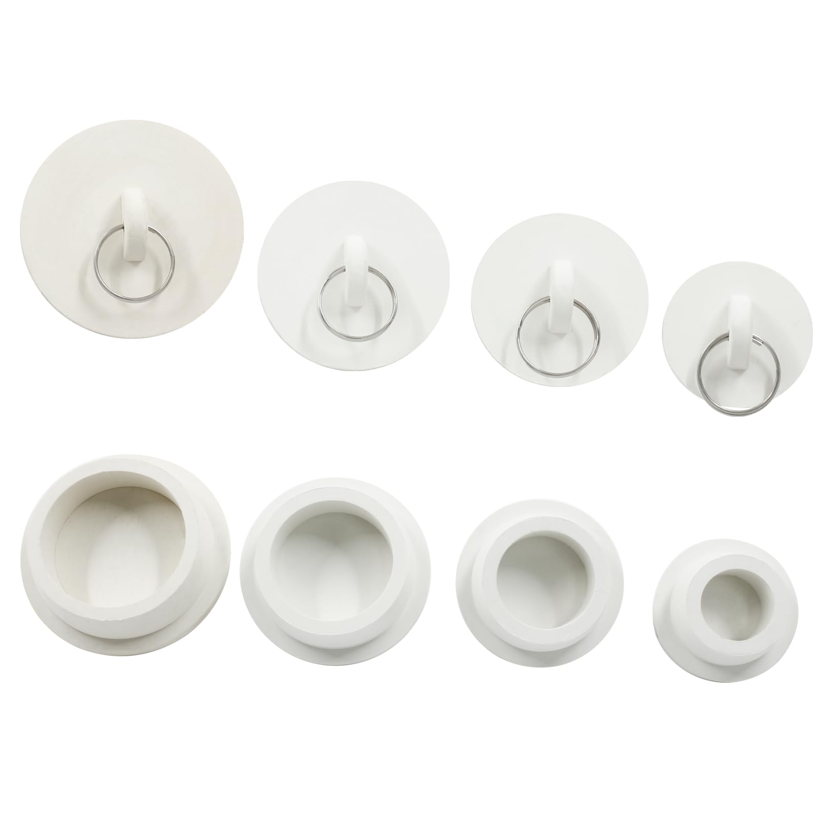 Cionyce 4 Pack Sink Bathtub Plug Rubber Sink Stopper White Bath Tub Drain Stoppers With Pull Ring For Kitchen, Bathtub,Laundry S