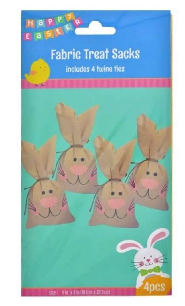 Fabric Bunny Treat Sacks With Twine Ties 4Pcs