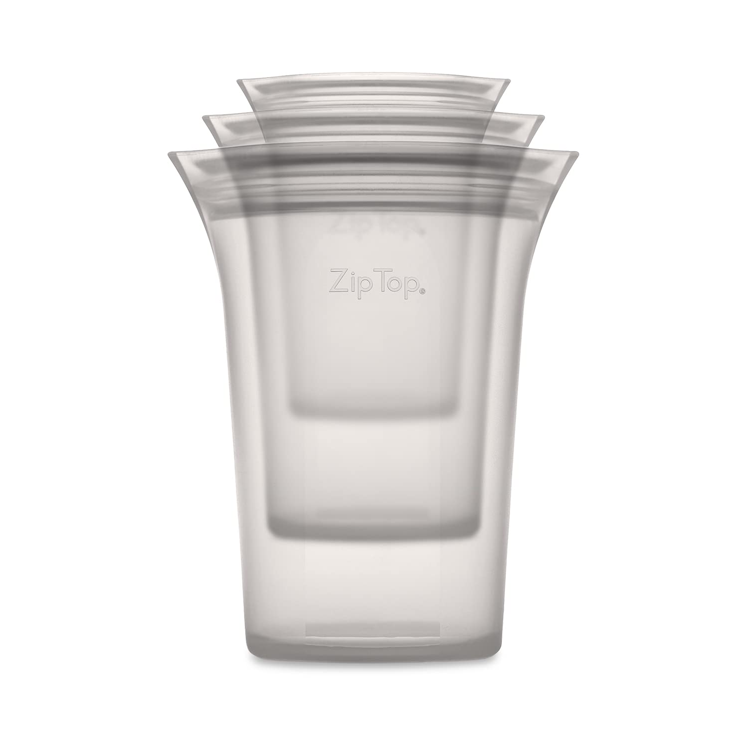 Zip Top Reusable Food Storage Bags | 3 Cup Set [Gray] | Silicone Meal Prep Container | Microwave, Dishwasher and Freezer Safe | 