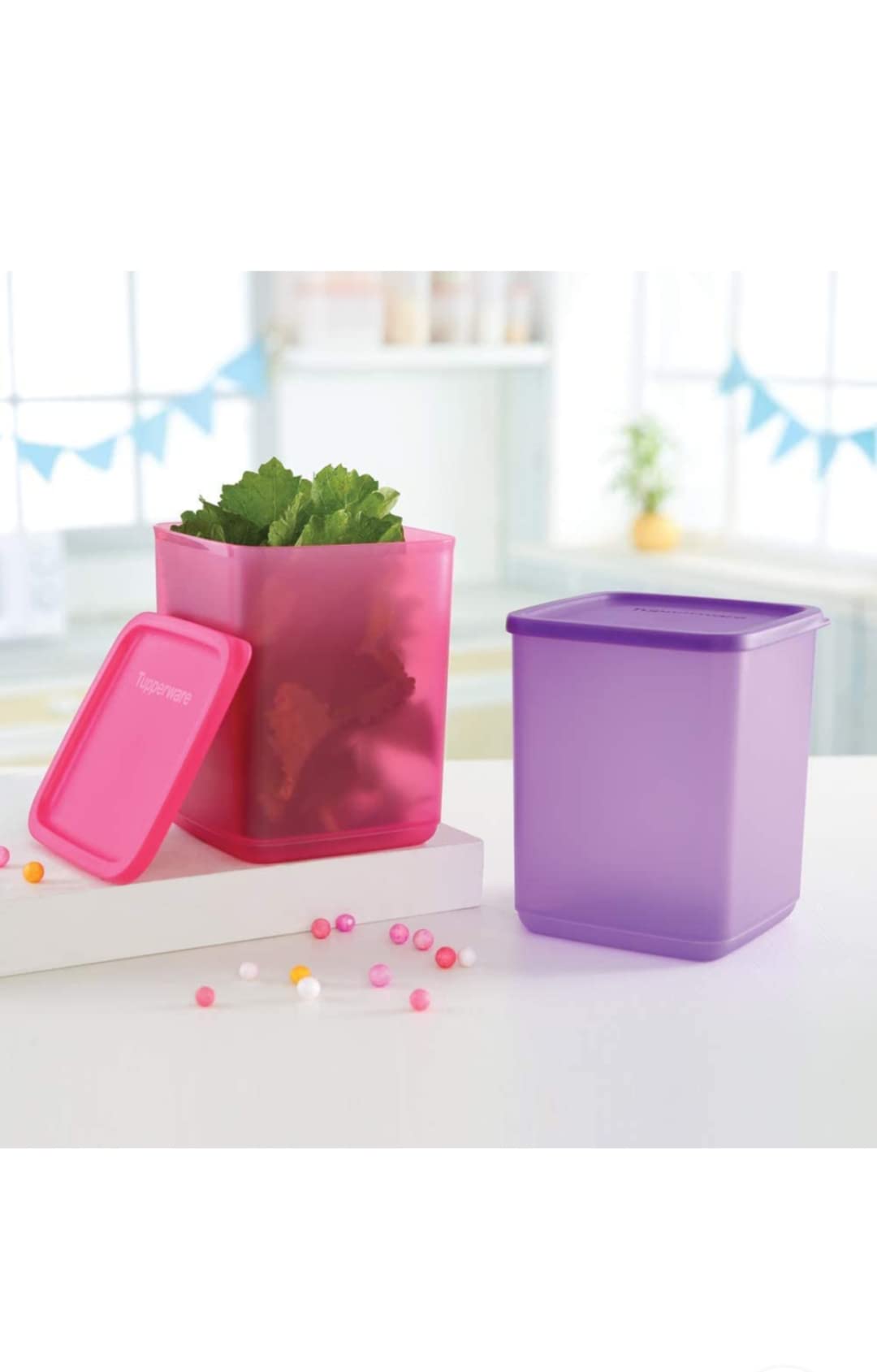 Tupperware Square Fruits Vegetables Storer Refrigerator Container Cubix 1.8L 2Pc