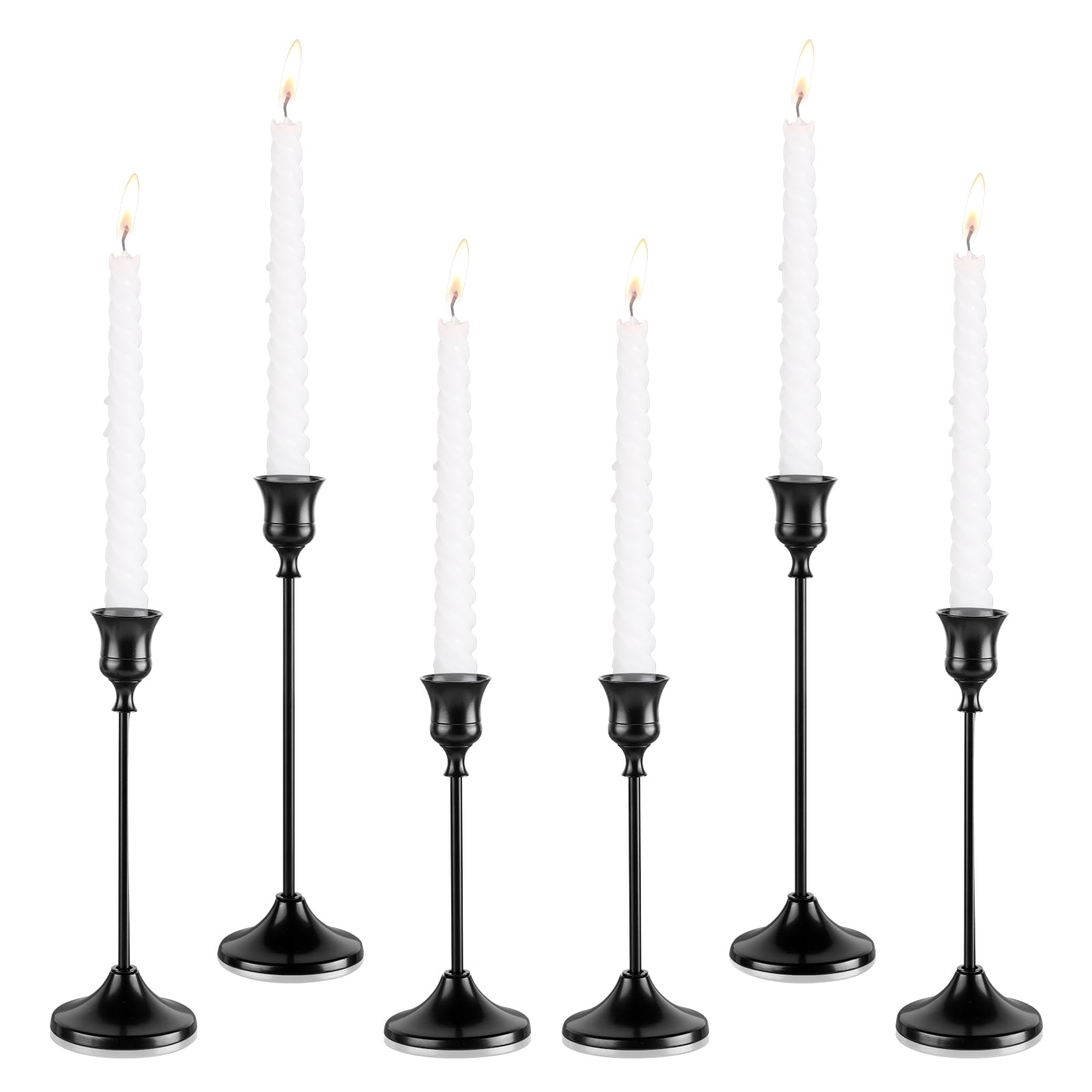 Tunyet Candlestick Holders, 6PCS Metal Taper Candle Holder, Black Candle Holders for Candlesticks, Candle Holder for Wedding Fir