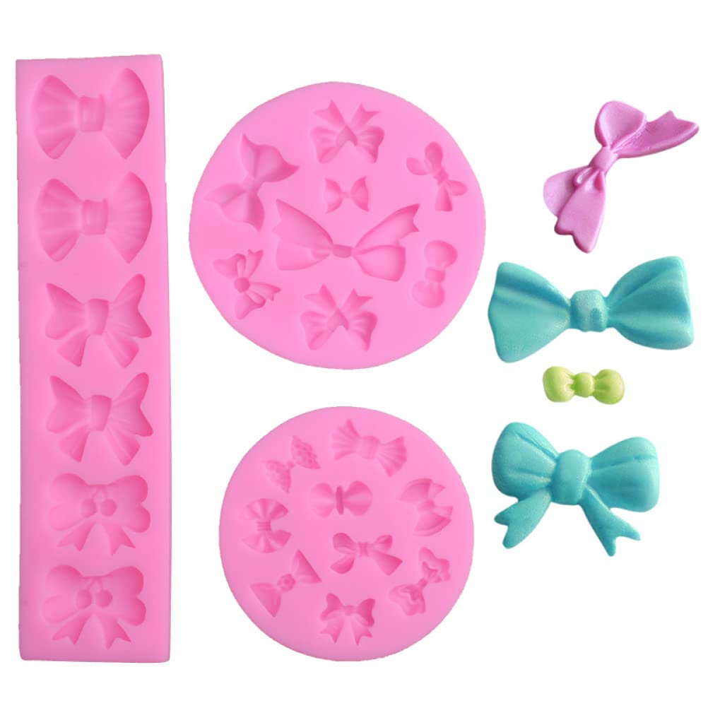 Cestony 3Pcs Mini Bow Silicone Molds For Diy Cake Fondant Biscuit Cookies Soap Sugar Pudding Chocolate Hard Candies Dessert Cand