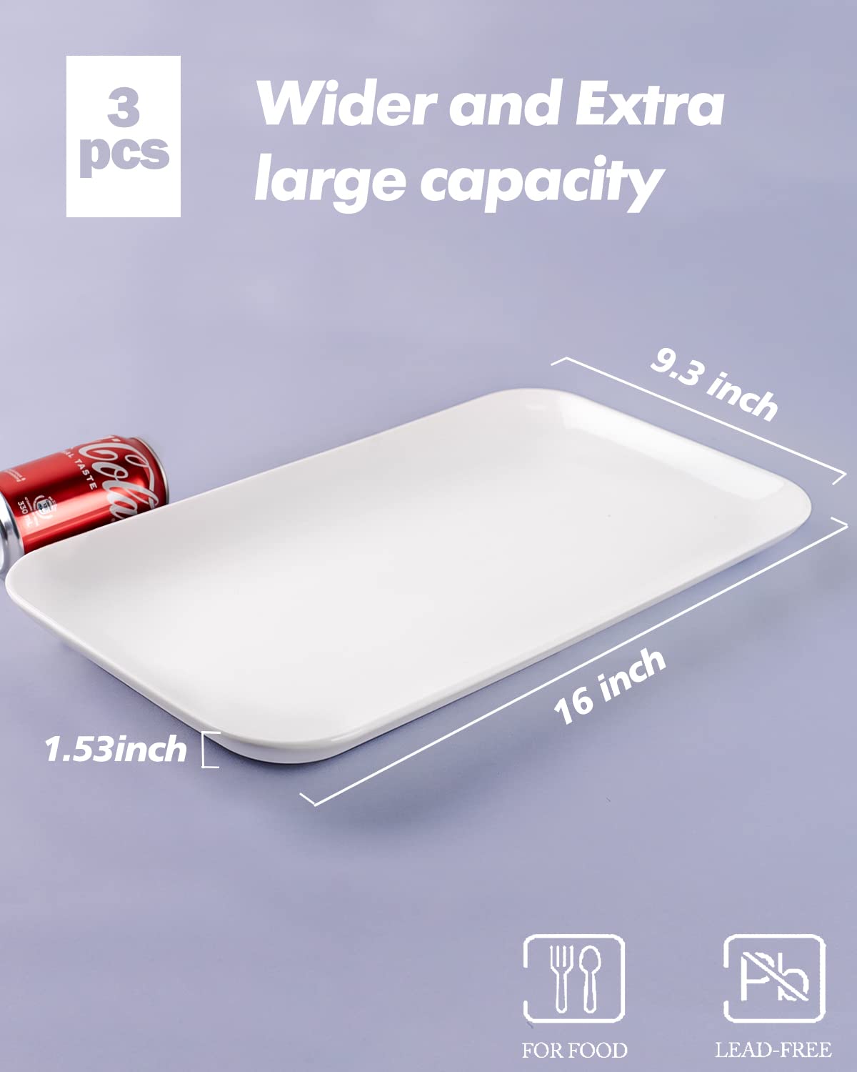 DELLING Large Serving Platter Set  16 inch Large Serving Tray  White Porcelain Platters for Serving Food  Large Serving Trays for Party  Entertaining  Fruit  Appetizer  Oven Safe Dinnerware Set of 3