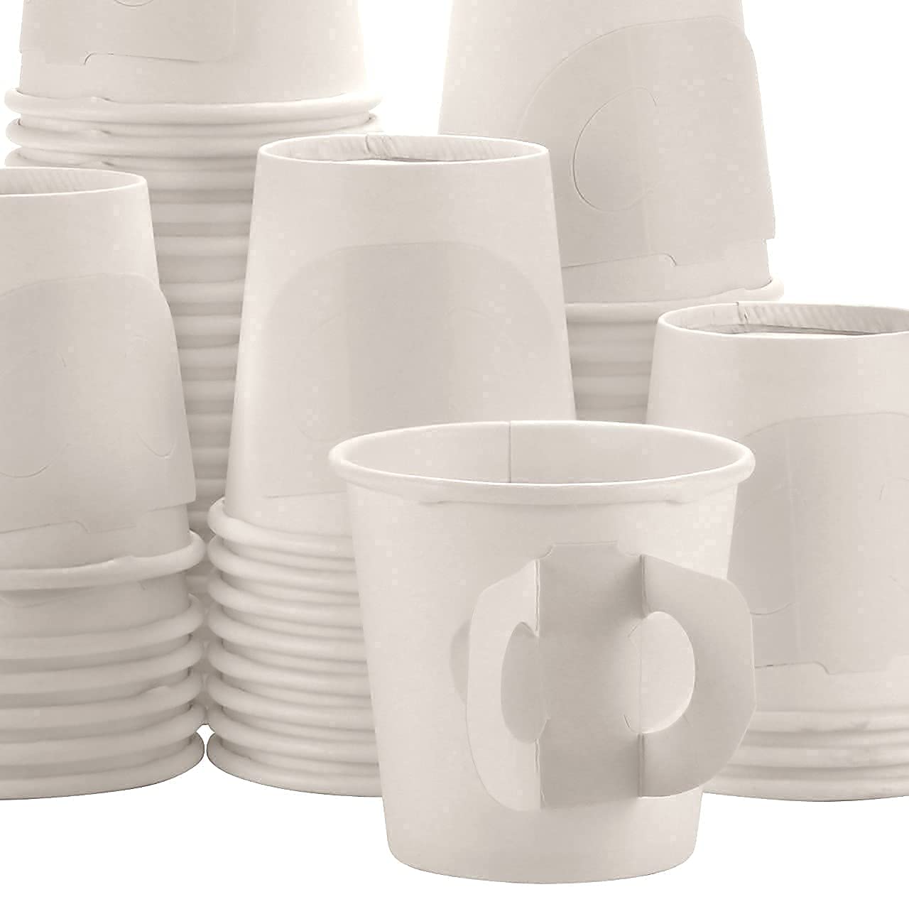 Kingzak Premium Espresso White Paper Cups With Handles - 4 Oz (50 Pack) - Elegant, Eco-Friendly & Perfect For Creamy Coffee Mome