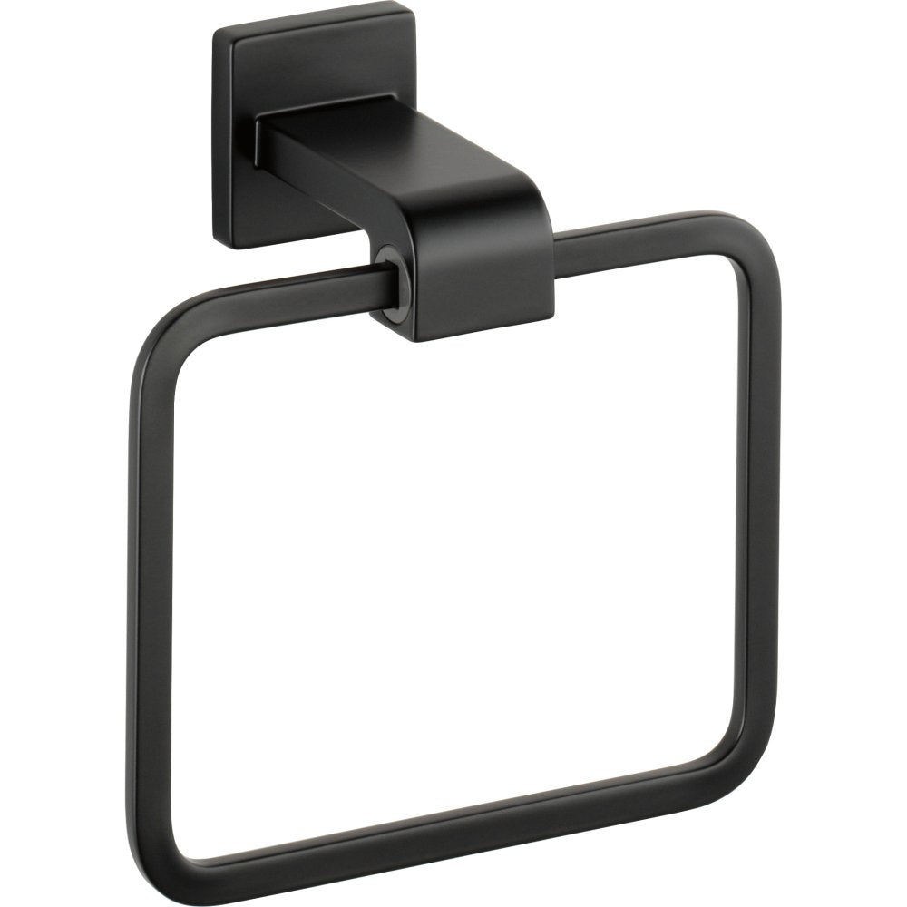 Delta 77546-Bl Ara Wall Mount Square Closed Towel Ring Bath Hardware Accessory In Matte Black