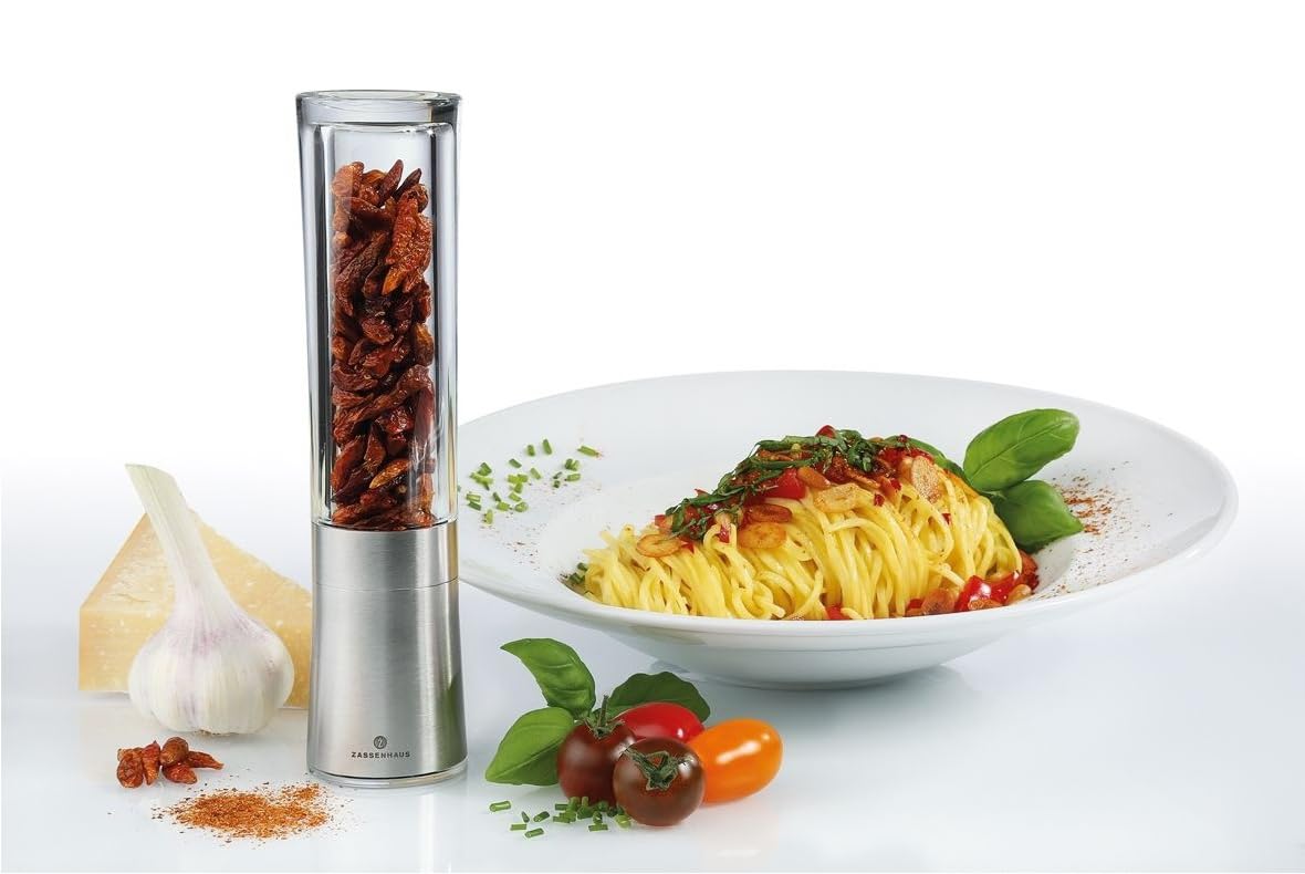 Zassenhaus Diavolo Chili Mill, Stainless Steel/Acrylic, Silver, 9 X 12 X 16 Cm