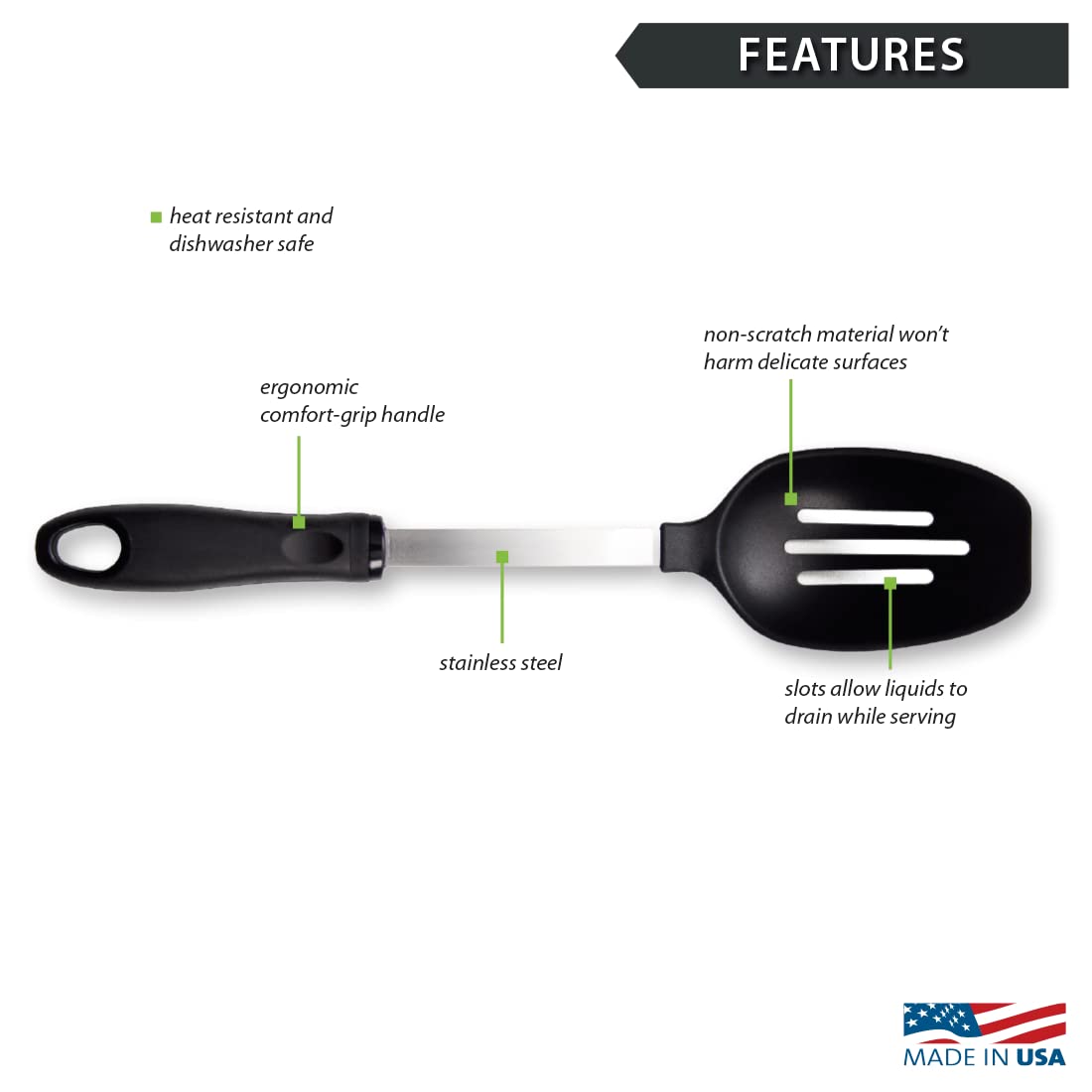 Rada 13'' Non-Scratch Slotted Spoon