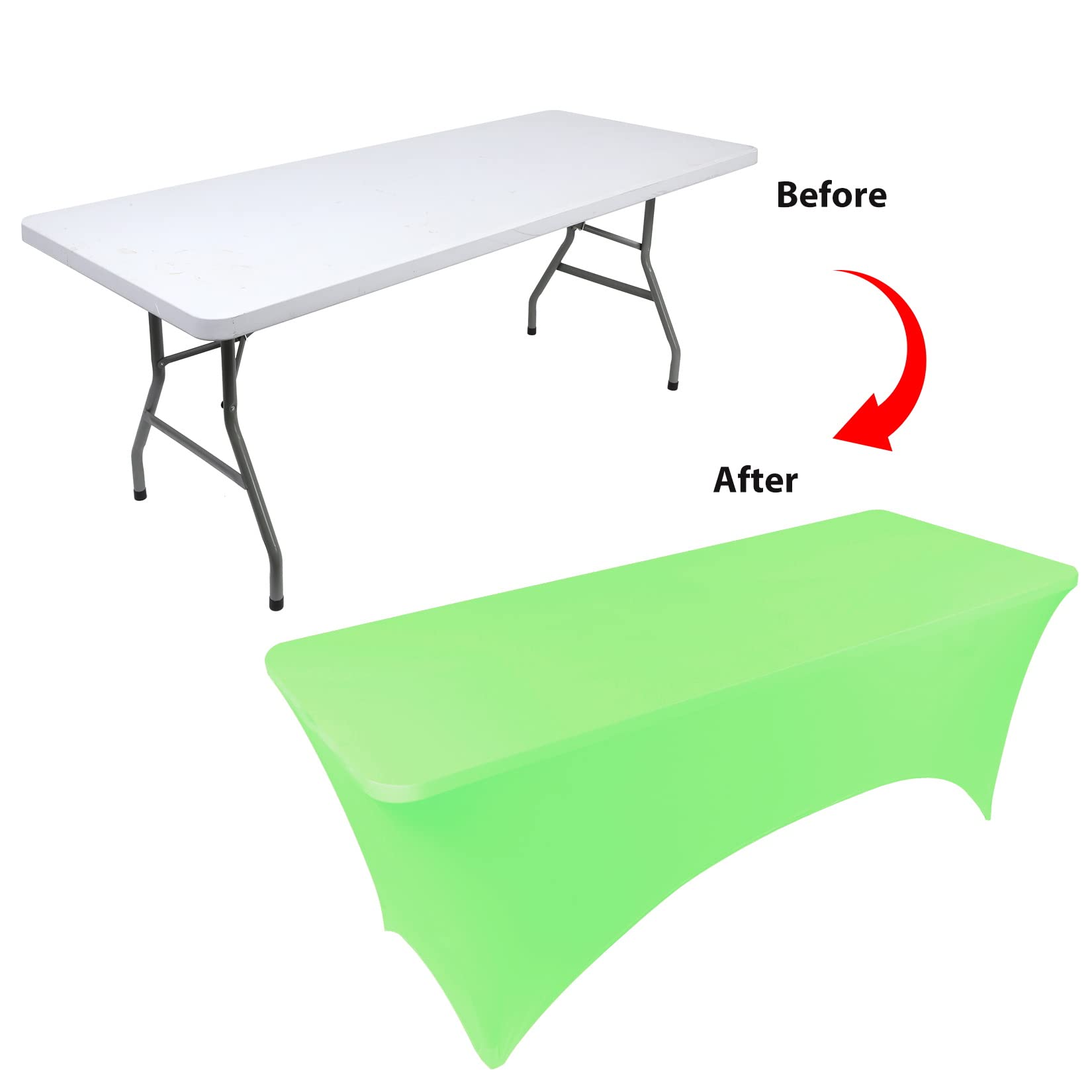 Bddc Table Covers For 6 Foot Tables, Spandex Table Covers 6Ft, Light Green Table Cloths Rectangle 6Ft For Events, Wedding, Banqu