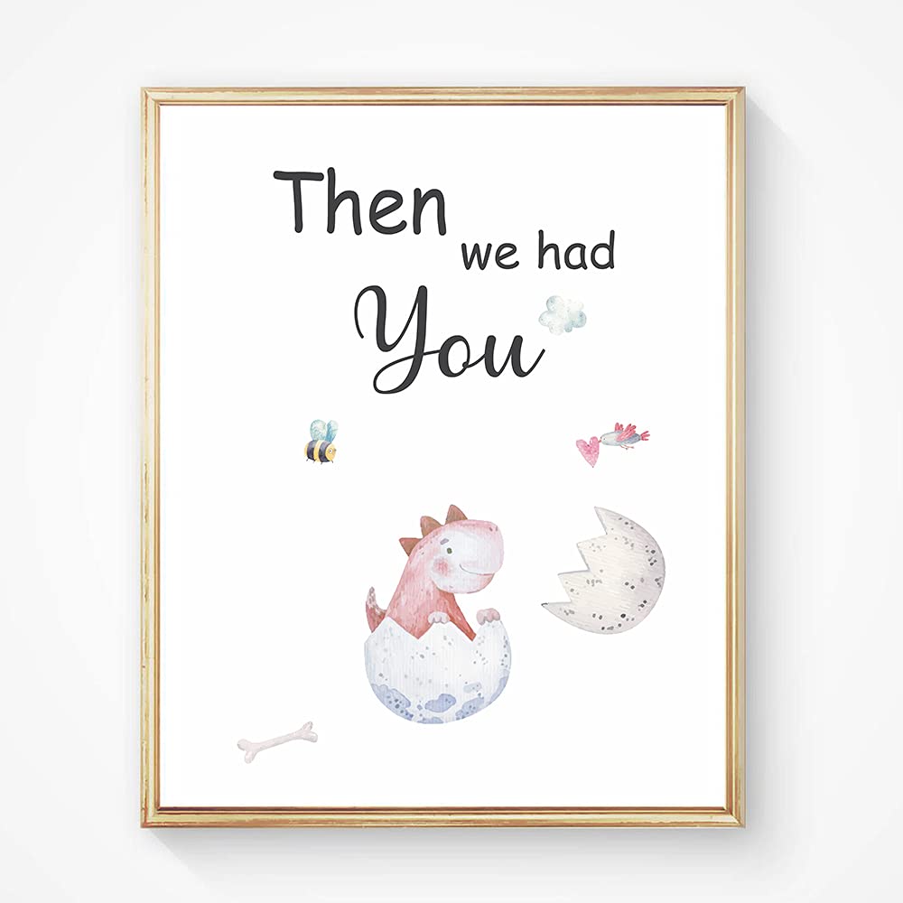 Suuura-Oo Cute Baby Dinosaur Watercolor Art Print Poster, Set Of 3 (8   X10   ) Balloon Dinosaur Family Love Quote Wall Art Post