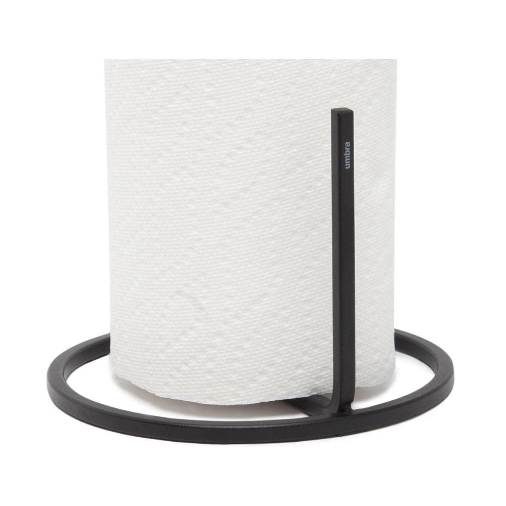 Umbra Squire Paper Towel Holder Stand, Metal Dispenser For Kitchen Or Bathroom Countertop, Black Medium