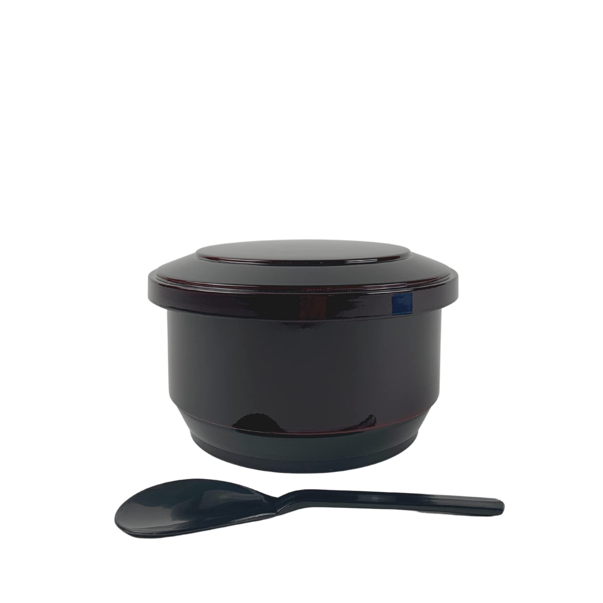 Japanbargain 4777, Rice Serving Bowl With Lid And Rice Paddle Spoon Japanese Ohitsu Container Made In Japan, Burgundy Color, Ser