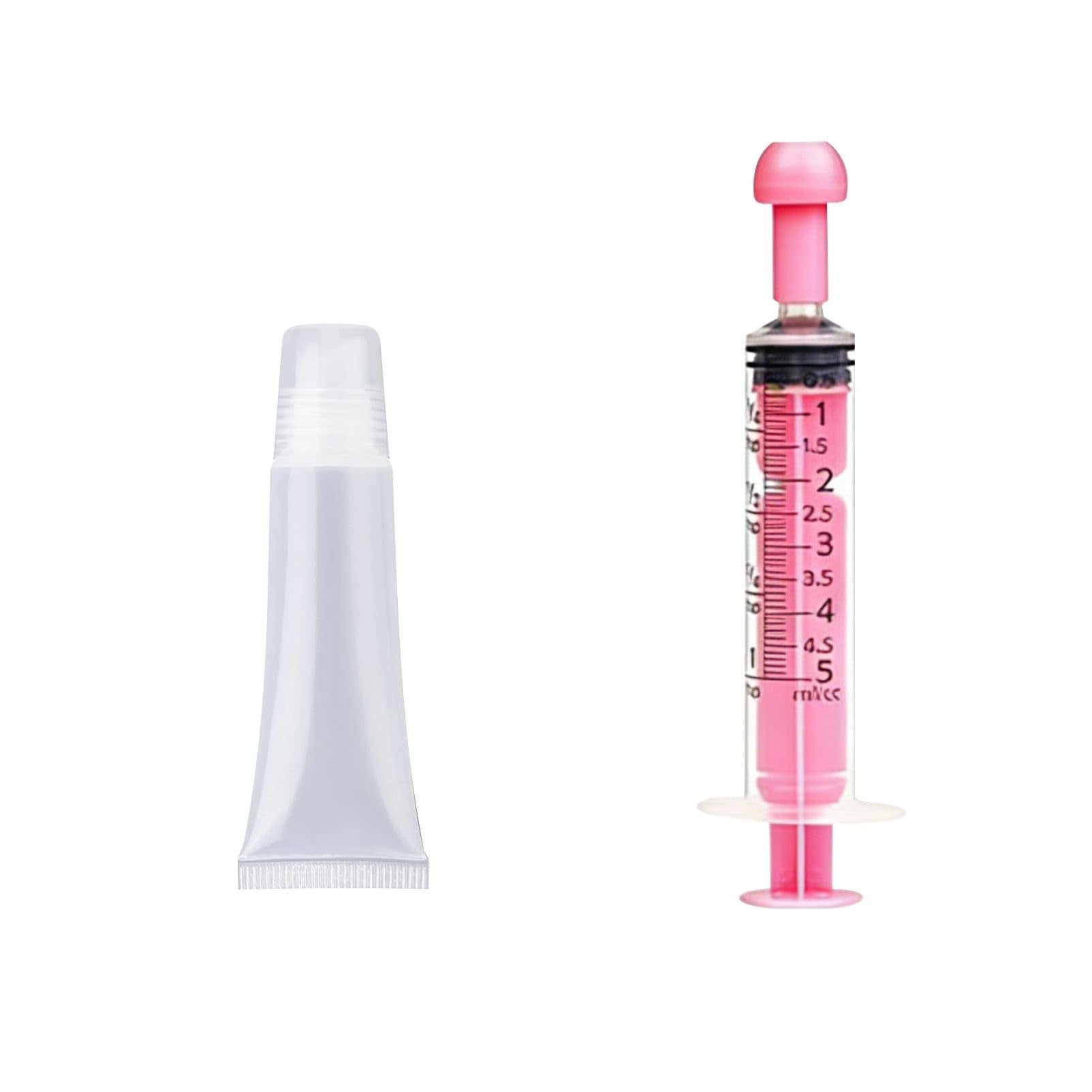 GXFVDLHXD 8 Pack Empty Lip Gloss Tubes with 5ml Syringe, Refillable Clear Lip Balm Squeeze Tubes, Reusable Cosmetic Containers f