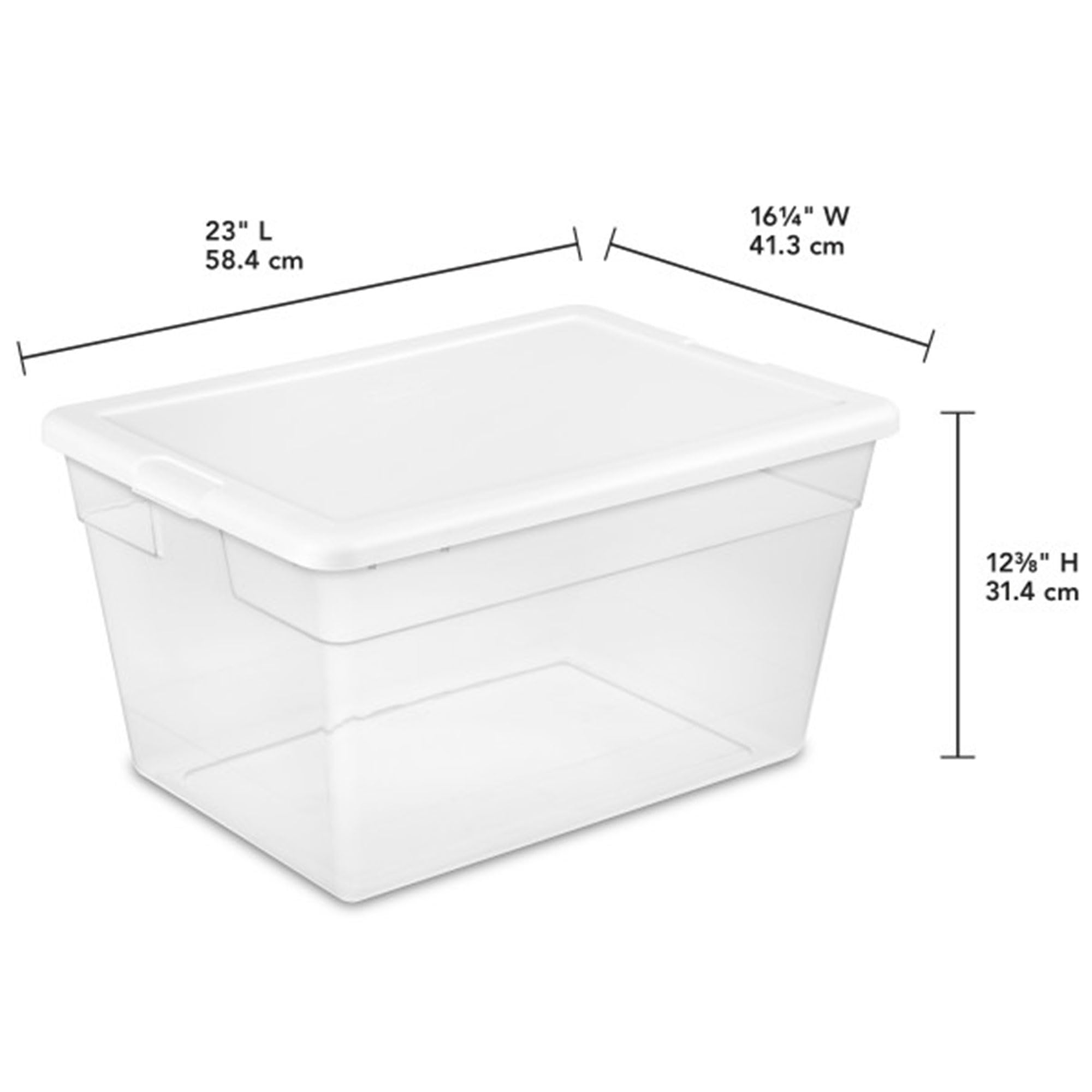 Sterilite 16598008 56 Quart Durable Heavy Duty Plastic Stackable Storage Container Boxes With Recessed Latching Lids, Clear (24