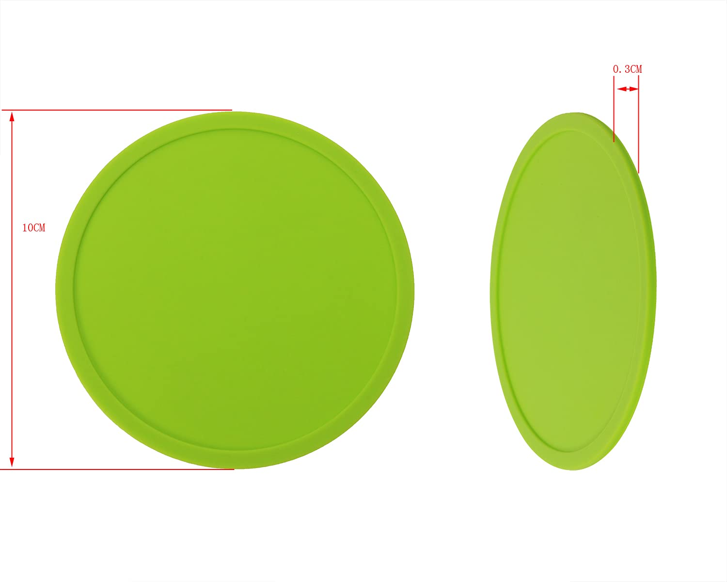 Onlykxy 3 Pieces 3.93 Inch Silicone Coasters, Round Coasters For Drinks, Beverage Coffee Tea Coaster (Green)