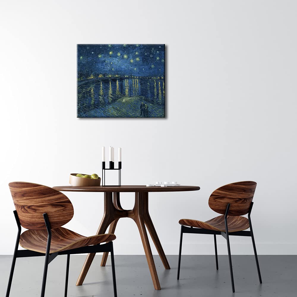 Wieco Art Starry Night Over The Rhone By Van Gogh Classic Oil Paintings Reproduction Modern Seascape Giclee Canvas Prints Artwor
