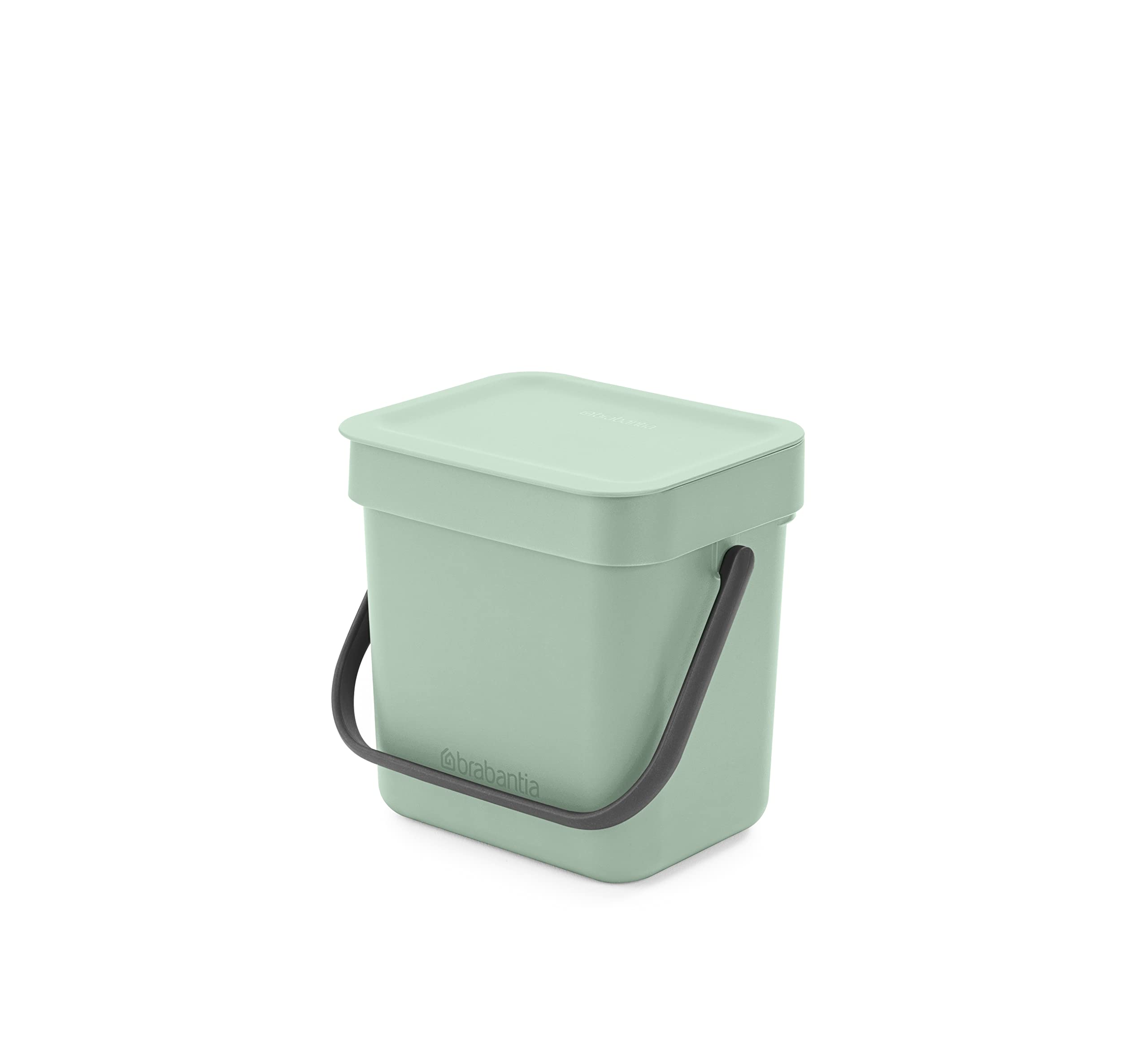 Brabantia Sort & go Food Trash can (08 galJade green) Small countertop Kitchen compost caddy with Handle & Removable Lid  Easy clean