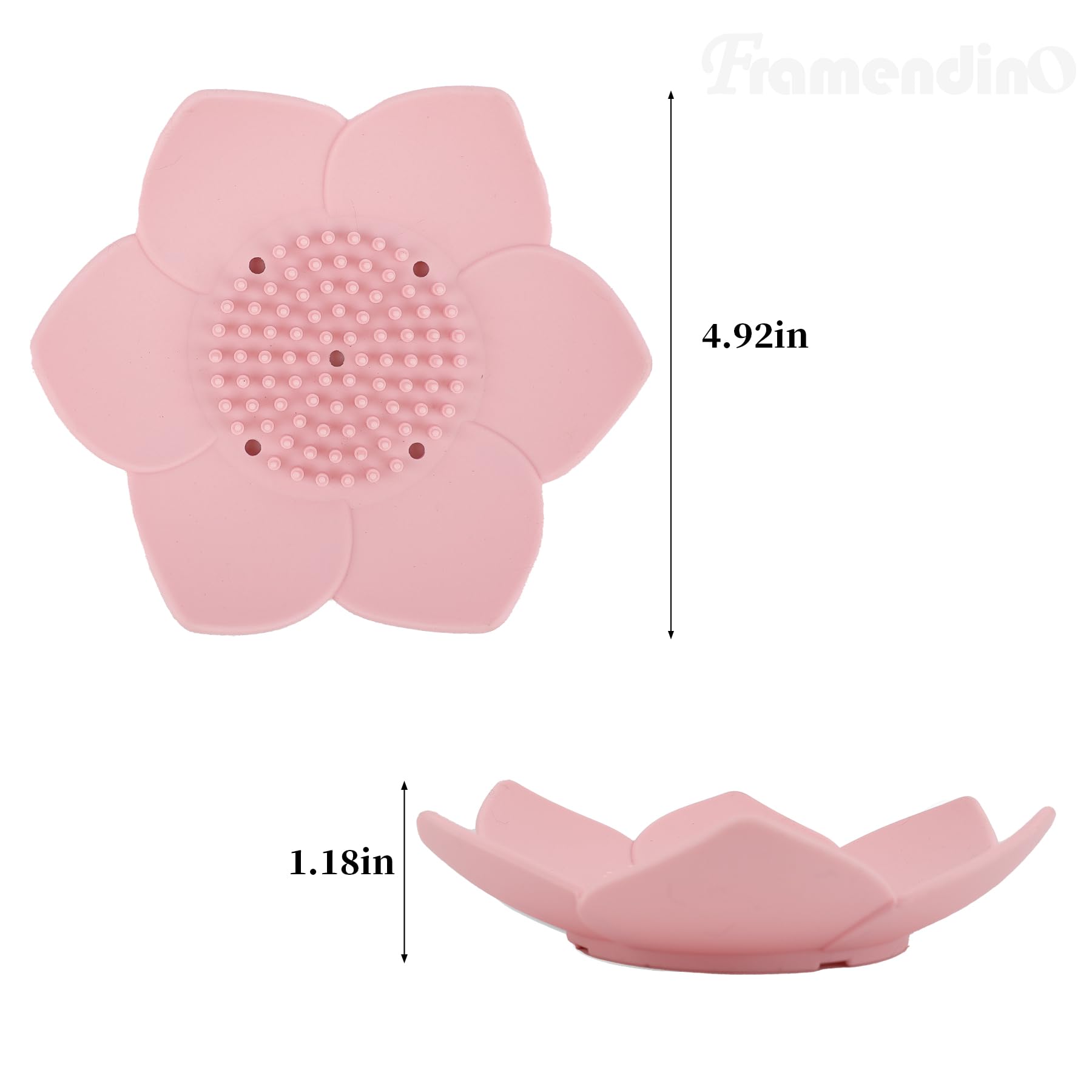 Framendino, 4 Pack White Silicone Soap Dishes Non-Slip Floral Shaped Design Self-Draining Sponge Bar Soap Holder For Shower Bath