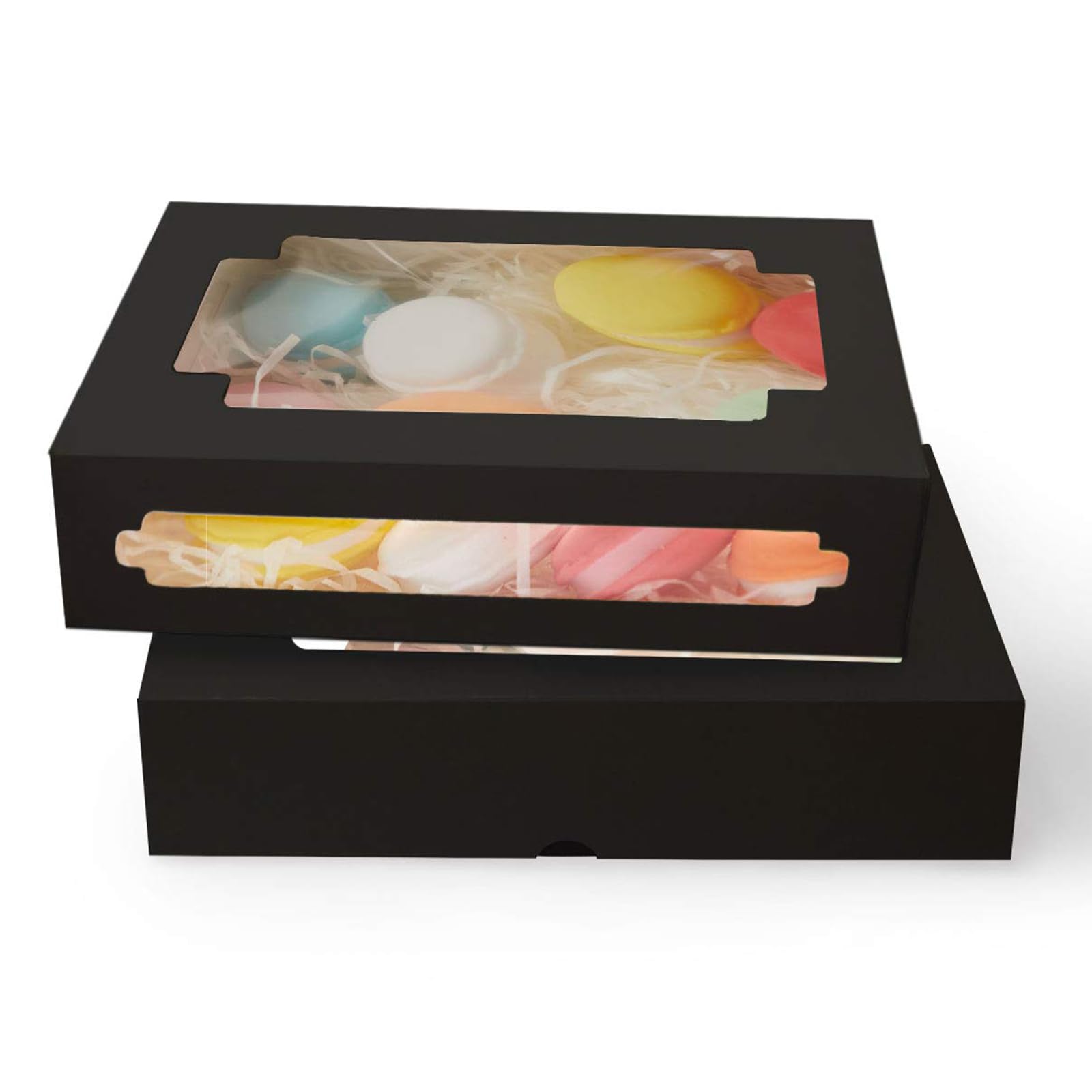 qiqee Halloween Cookie Boxes for Gift Giving 8x5.3x2 inch 24Packs Halloween Bakery Box with Window Treat Box for Donuts Candies 