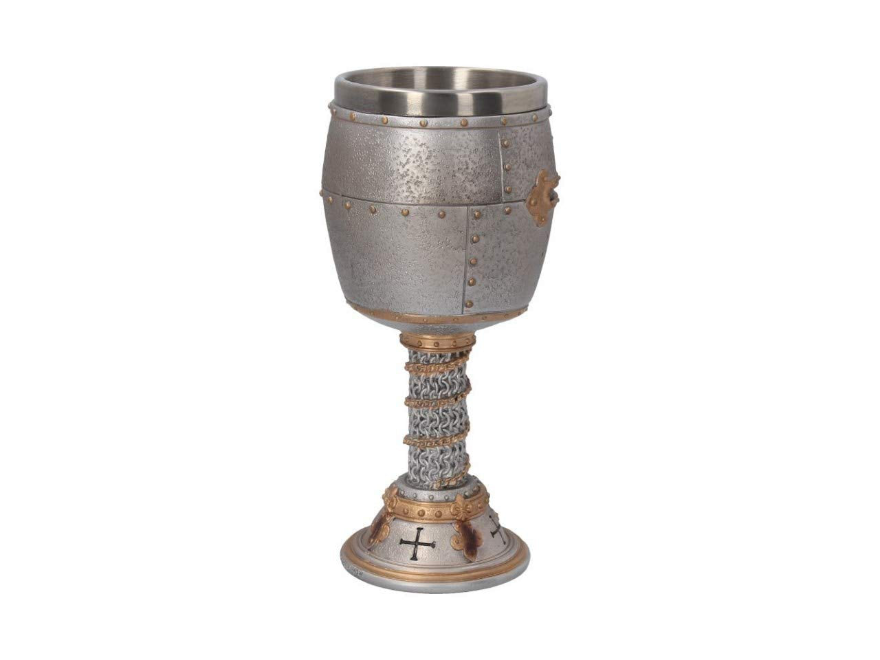 Nemesis Now B3245H7 Crusader Goblet 18Cm Silver, Resin W/Stainless Steel Insert, One Size