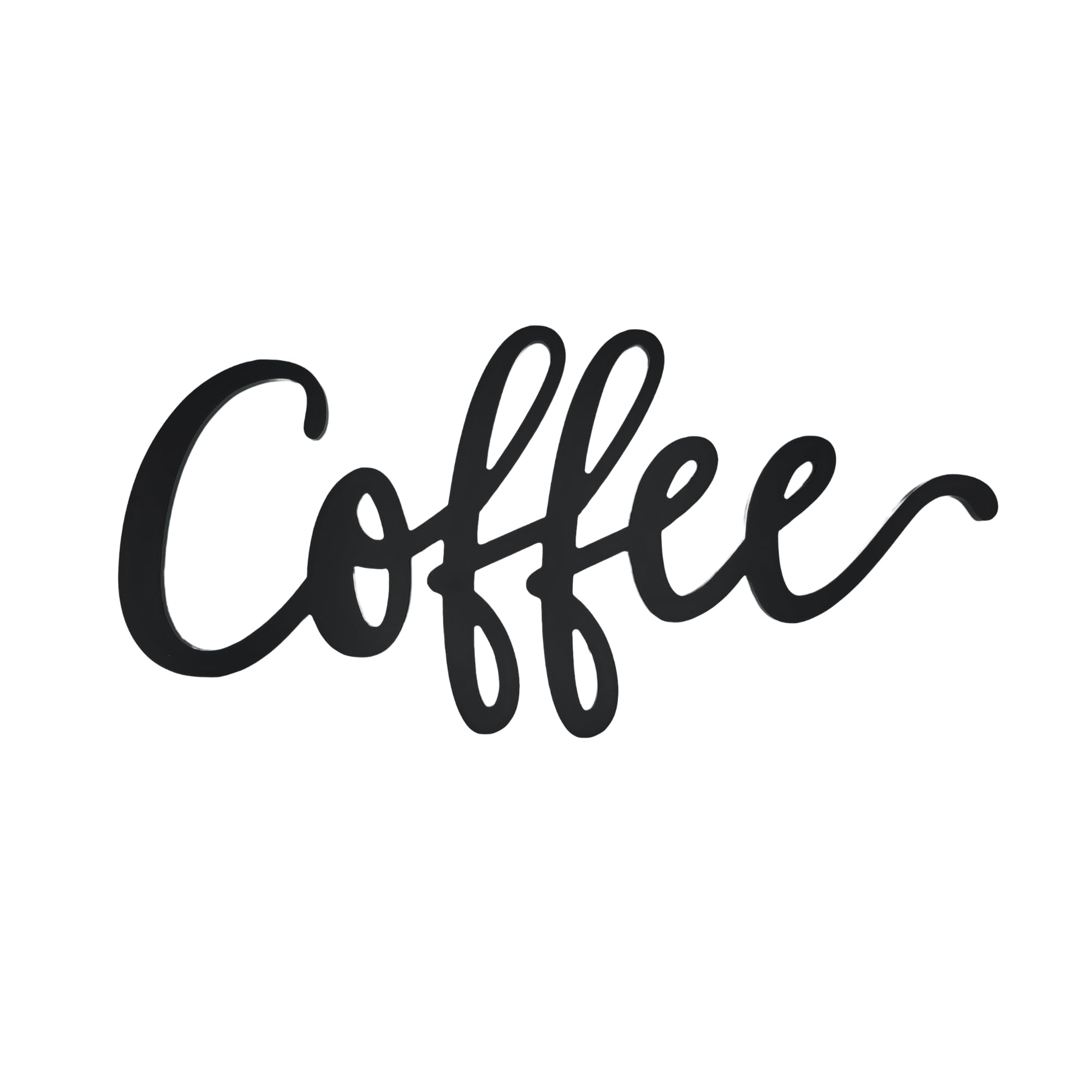 Quadow 20 Slightly Distressed Black Wooden Coffee Word Sign Wall Art Decor