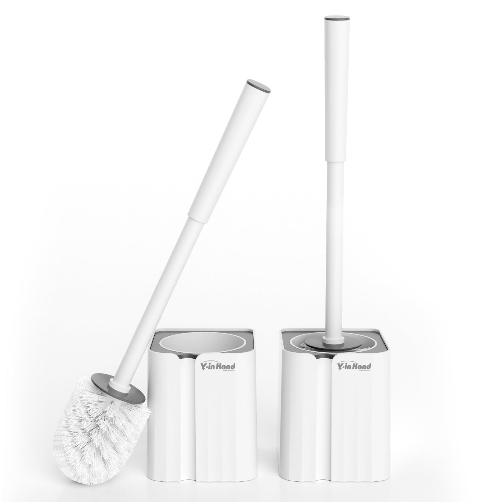 Y-in Hand Toilet Brush and Holder Set, 2 Pack Toilet Scrubber, Compact Size for Storage and Organization, Bathroom Accessorie, E
