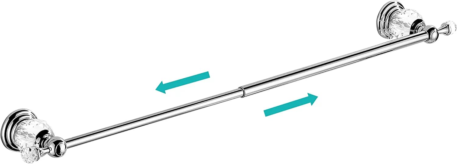 Wincase Chrome Towel Bar 24 Inch, Adjustable Crystal Towel Rack, Silver Single Towel Holder For Bathroom Wall Mounted Modern