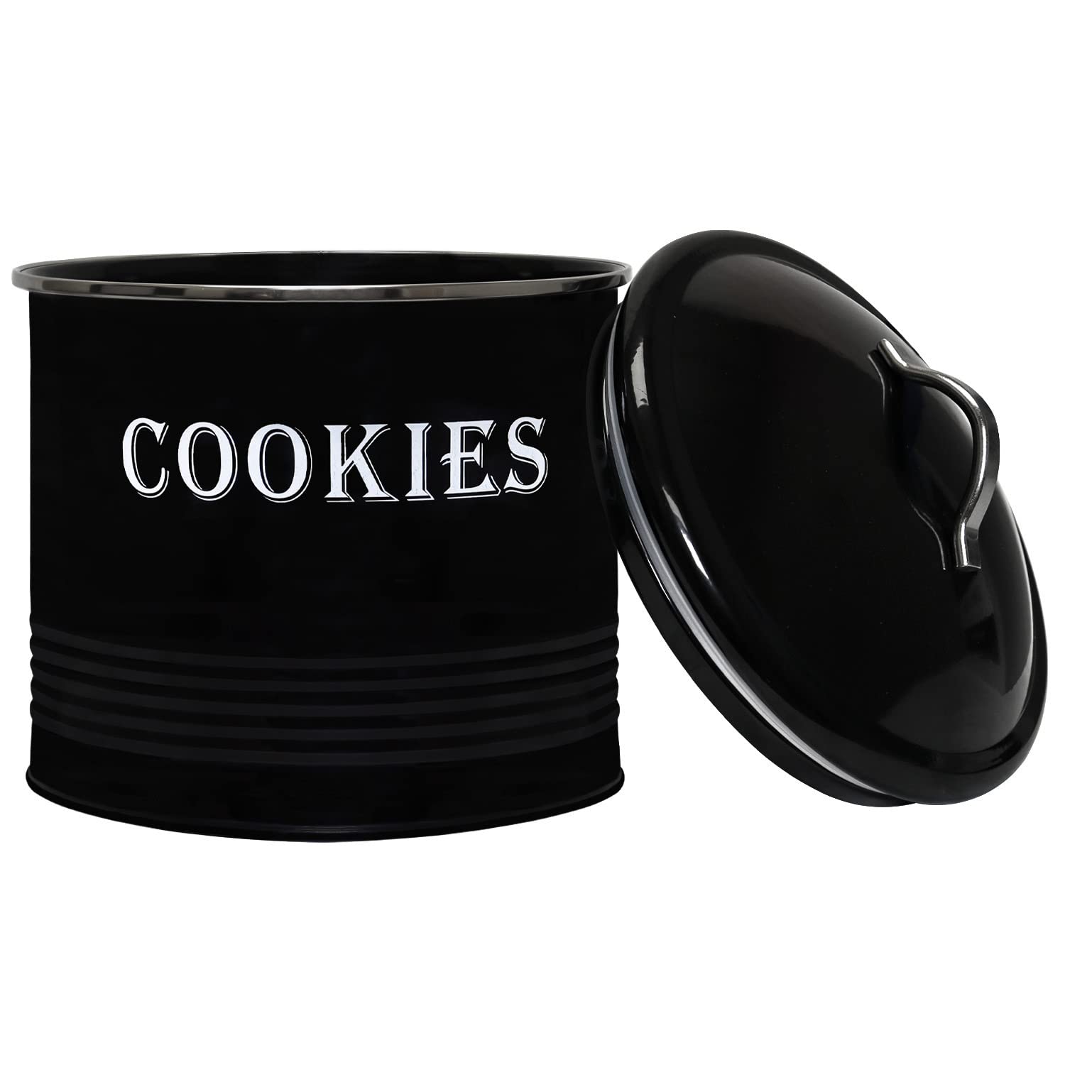 Blue Donuts Vintage Cookie Tin - Airtight Jar Containers, Kitchen Counter, Large Size, Gift Giving