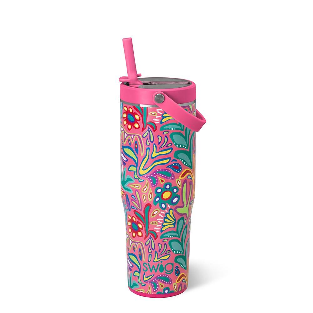 Swig Life 30oz Leakproof ToGo Tumbler with Handle, Flora Rosa