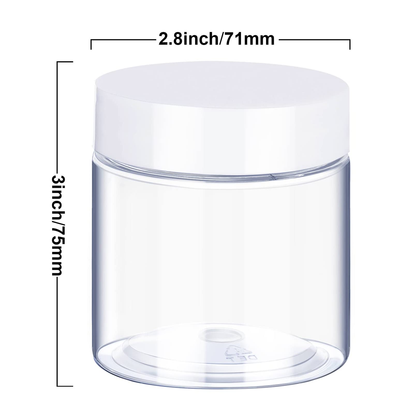 6 Pack 8 Oz Plastic Pot Jars Round Clear Leak Proof Plastic Cosmetic Container Jars With White Lids For Travel Storage Make Up,