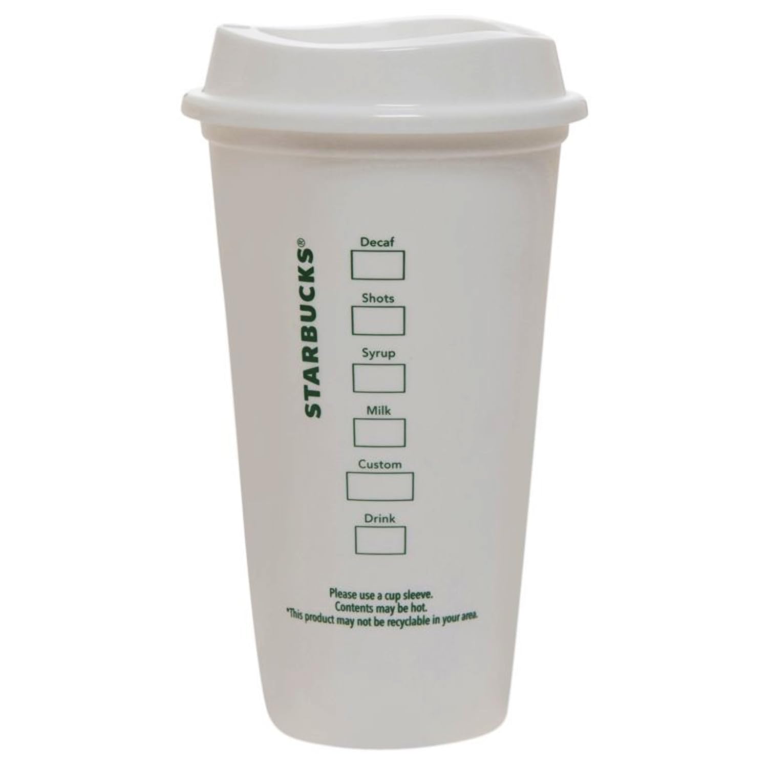 Starbucks White Reusable Travel Mug/Cup/Tumbler Grande Medium  16oz 473ml
