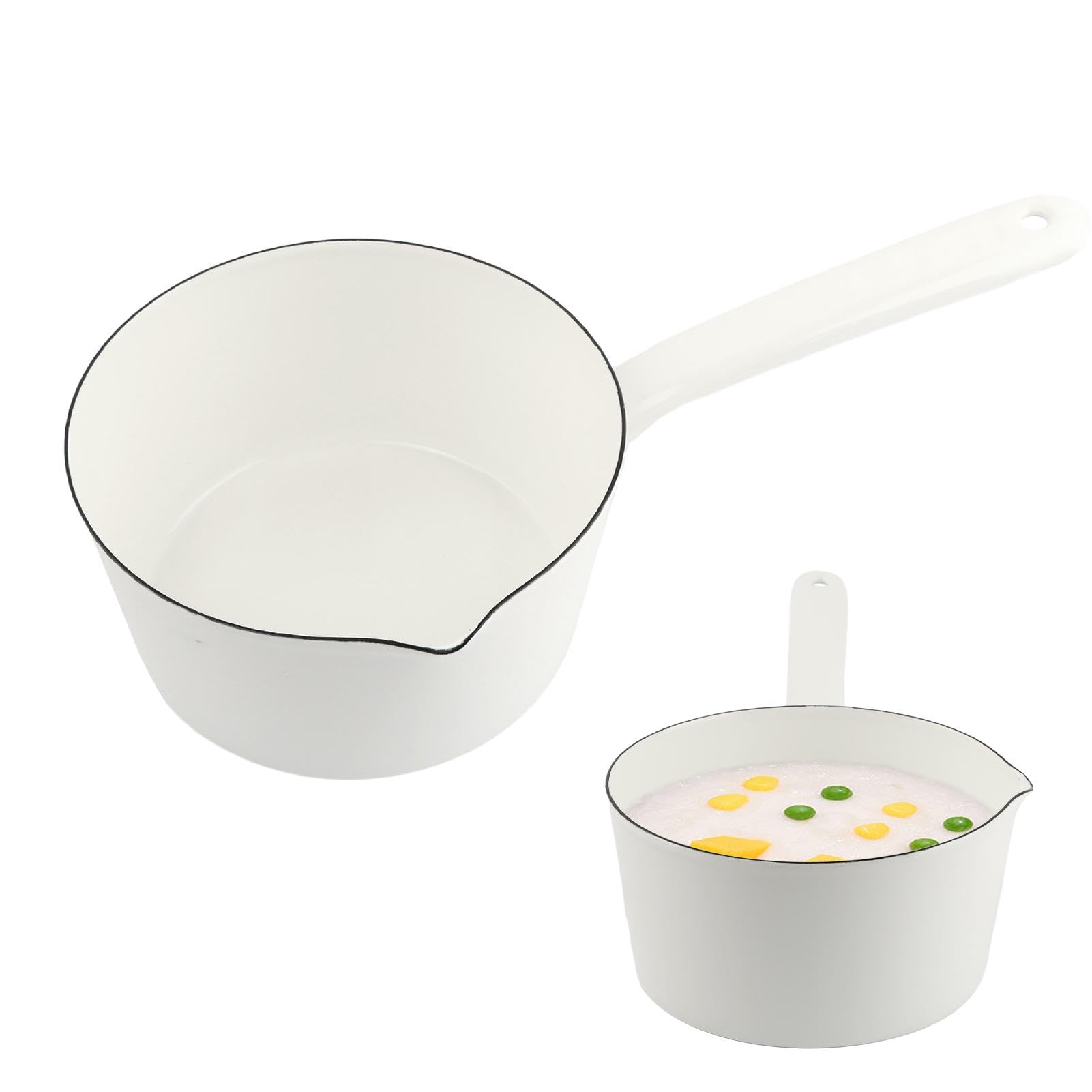 1.2L Enamel Milk Pan, Small Saucepan Butter Warmer Pot