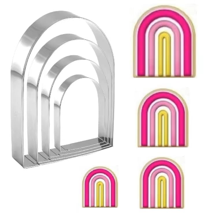 Arched Cookie Cutter Set Anckne 4 Piece Geometric Cookie Cutter Molds - Stainless Steel From 2 To 5 Inches, Cake Cutters For Kit