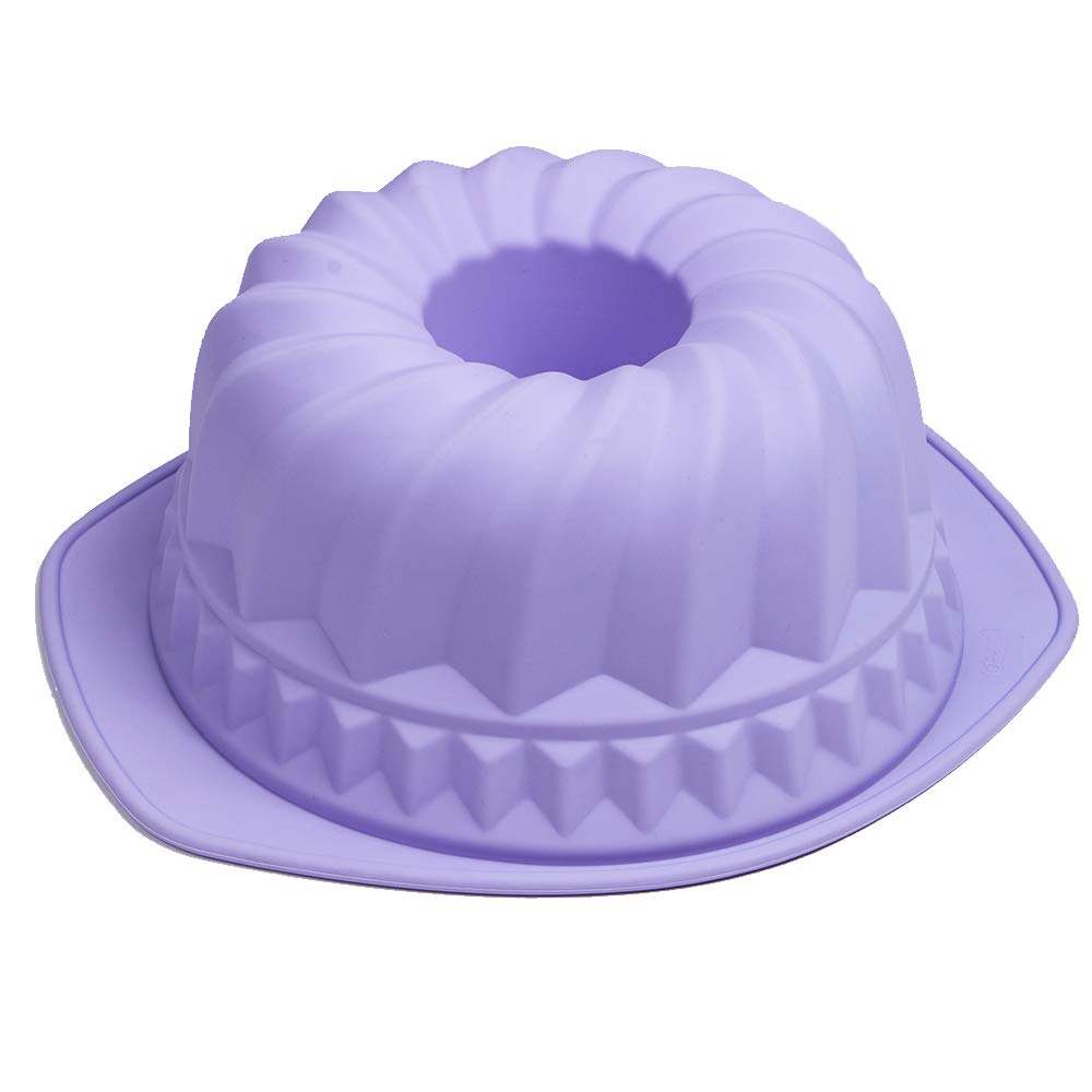 Webake Silicone Fluted Tube Pan Non-Stick Kugelhopf Cake 9 Inch Silicone Baking Mold - Violet