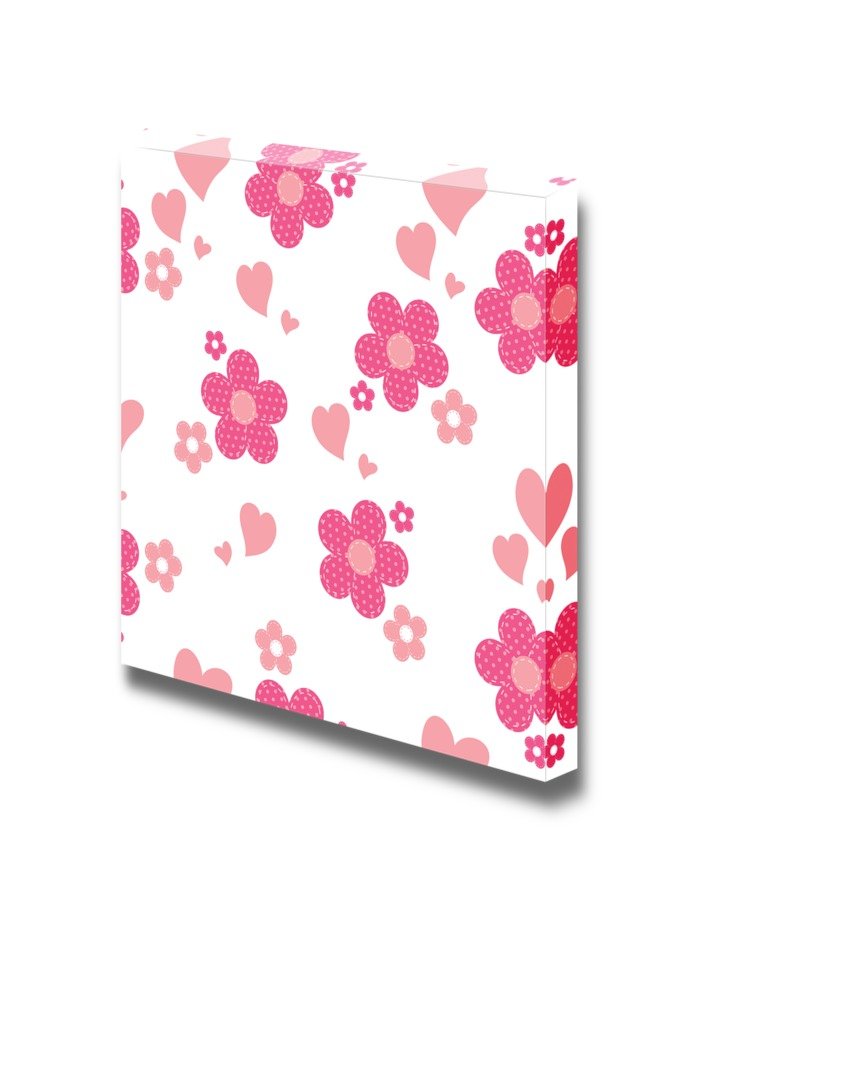 Canvas Prints Wall Art - Seamless Pattern With Pink Flowers | Modern Wall Decor/Home Art Stretched Gallery Canvas Wraps Giclee P