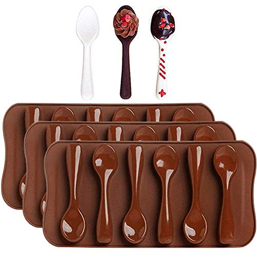 3-Pack Spoon Chocolate Molds - Moldfun Small Oven Safe Spoon Silicone Mold For Peppermint Candy, Gummy, Cake Topper Decorating,