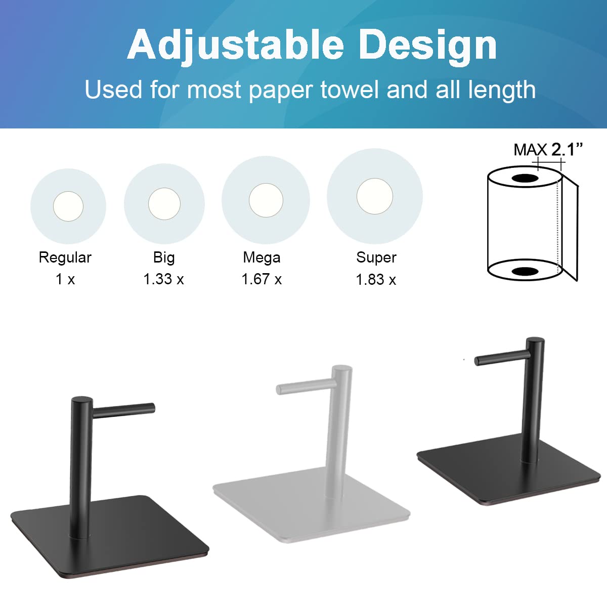 Thipoten Magnetic Paper Towel Holder, Strong Magnetic Hooks/Rack For Kitchen, Work Benches, Storage Closets, Grill, Garage (Blac
