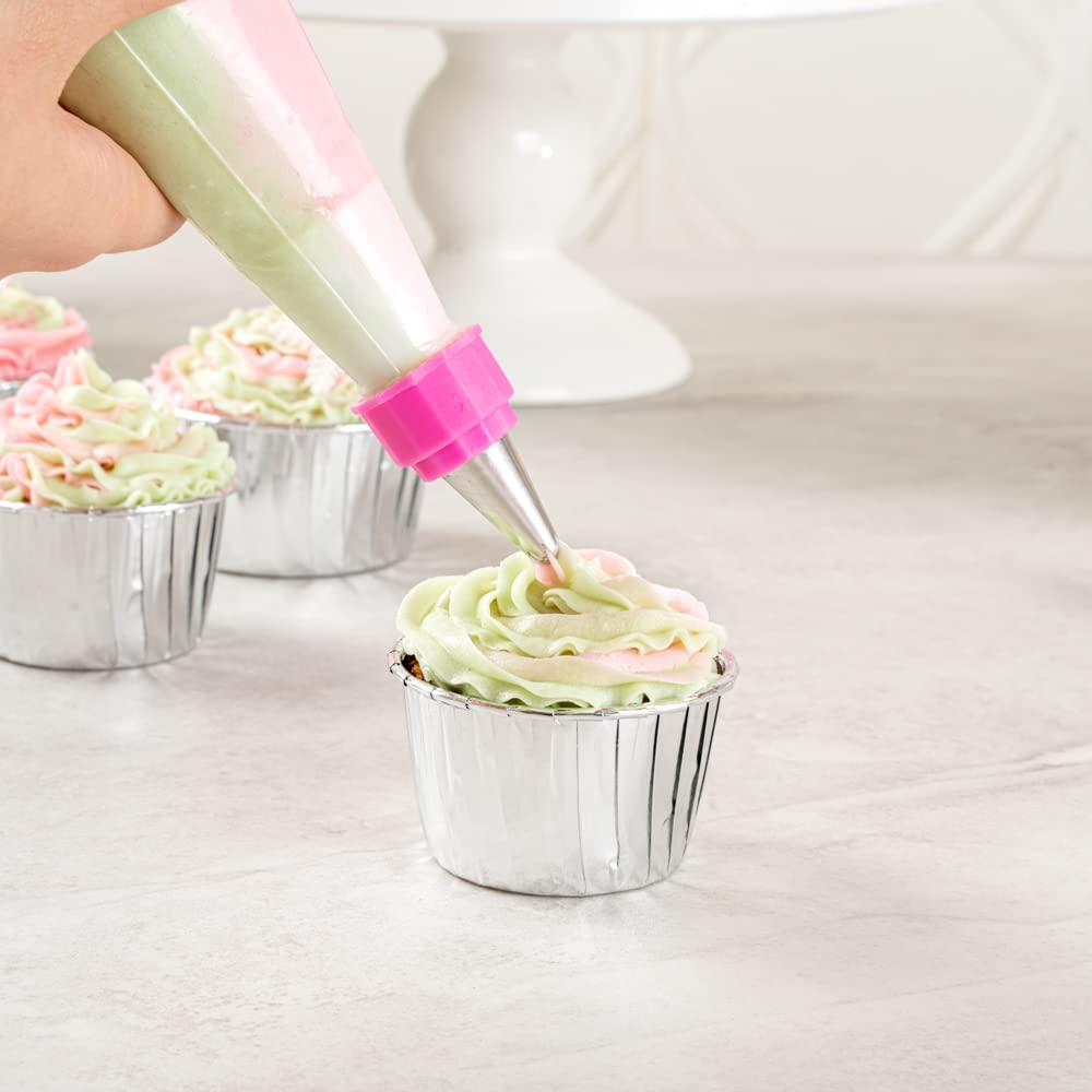 Restaurantware Coupler Only: Pastry Tek 1.1 X 2.4 Inch Swirl Coupler 1 Durable Tip Coupler - Dual Tone Piping Bag Sold Separatel