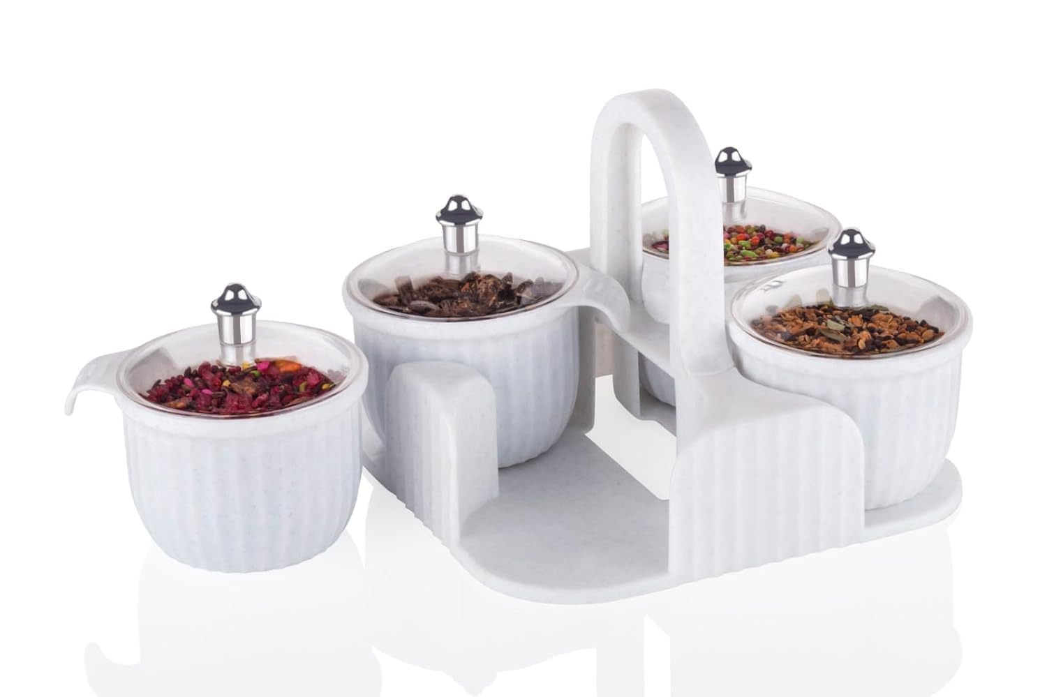 Khuhap Multipurpose Masala Dabba & Achar Jar Set | 4 Pc Plastic Containers For Dry Fruit, Pickles, Mukhwas, Masala, Chocolate St