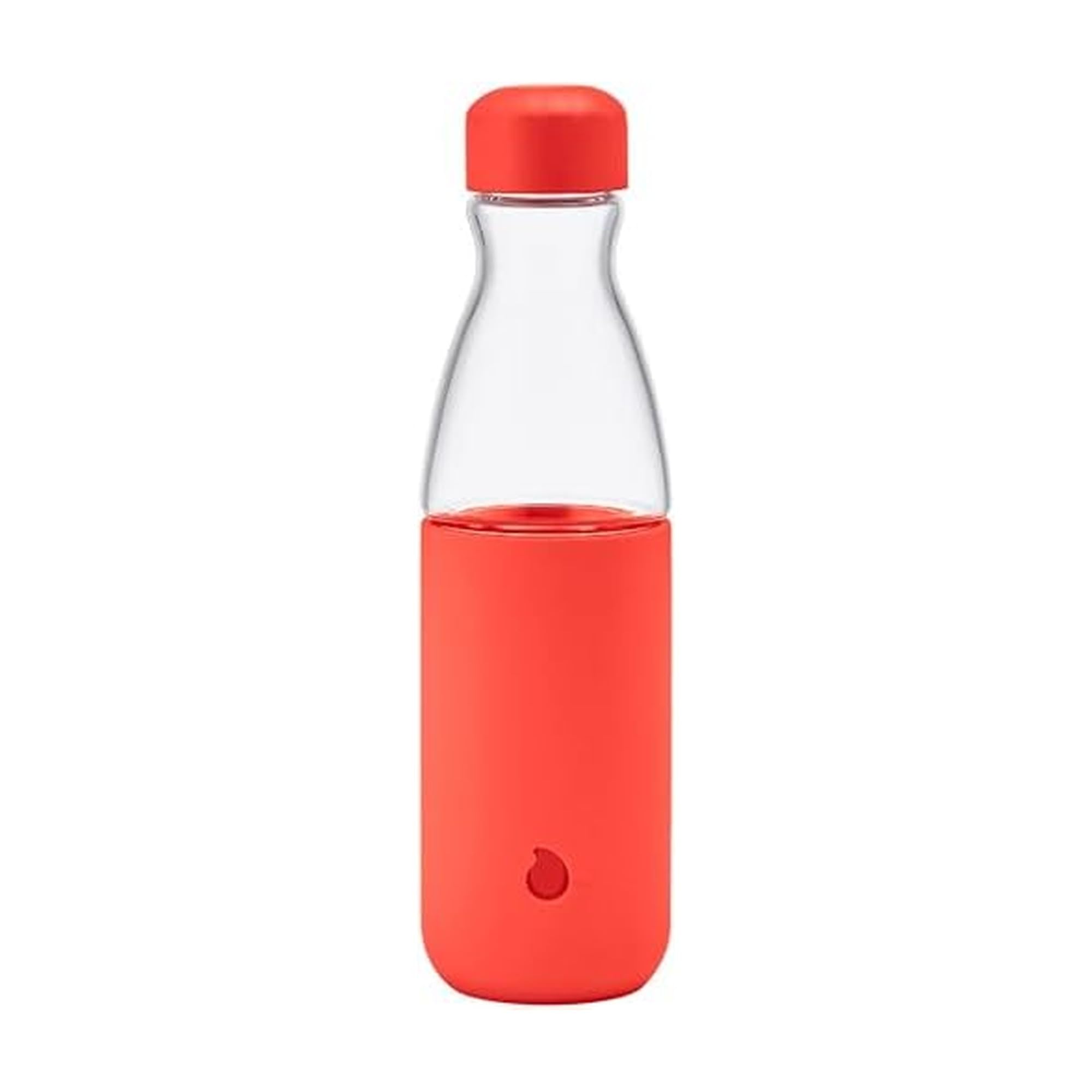 S'well Glass Original Water Bottle, 18oz, Radiant Coral, Break Resistant Glass With Protective Silicone Sleeve, BPA Free, Zero P